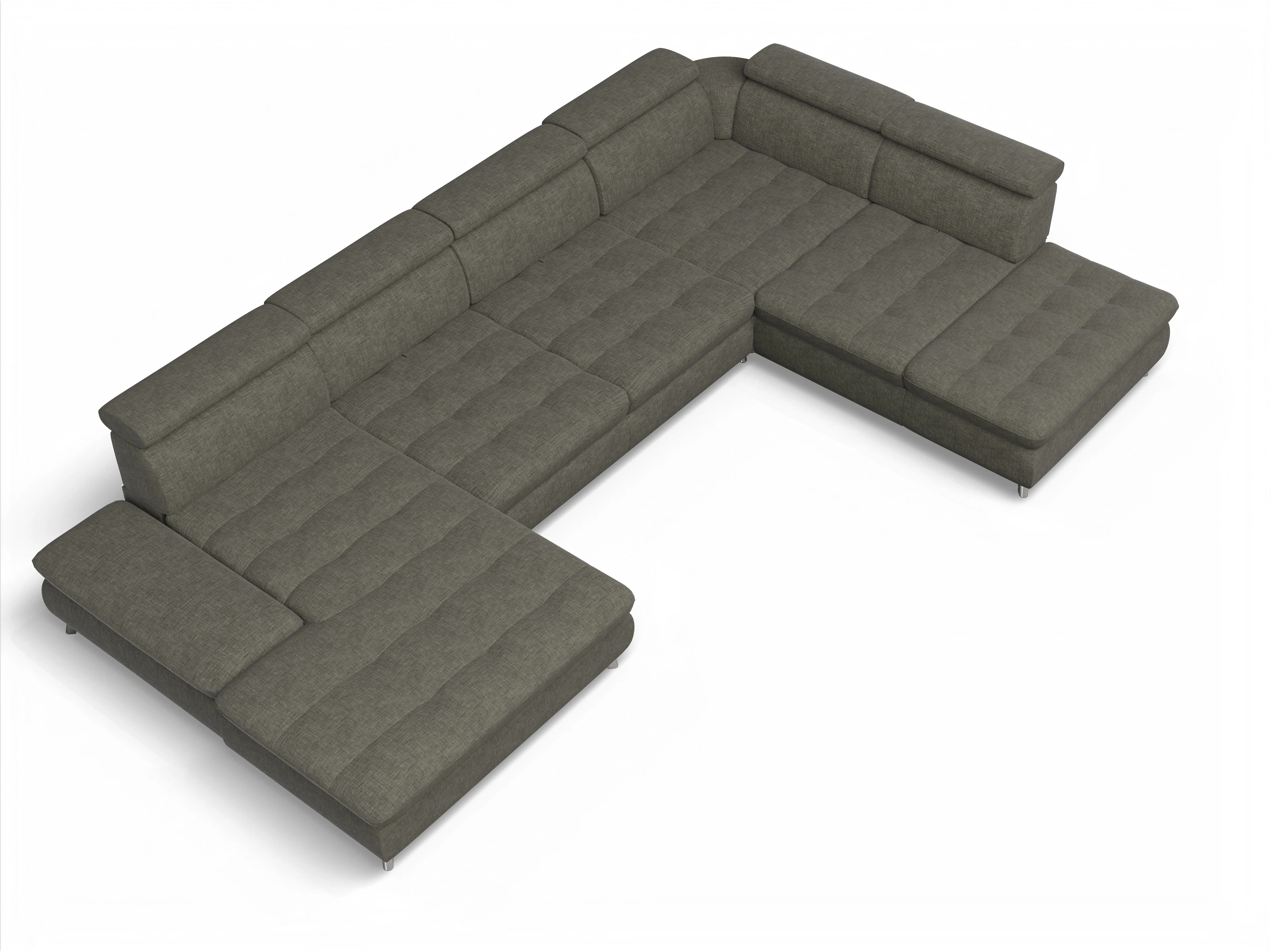 Ansicht des Produktes Memphis Stoff Wohnlandschaft offen beidseitig in Stoff Braun