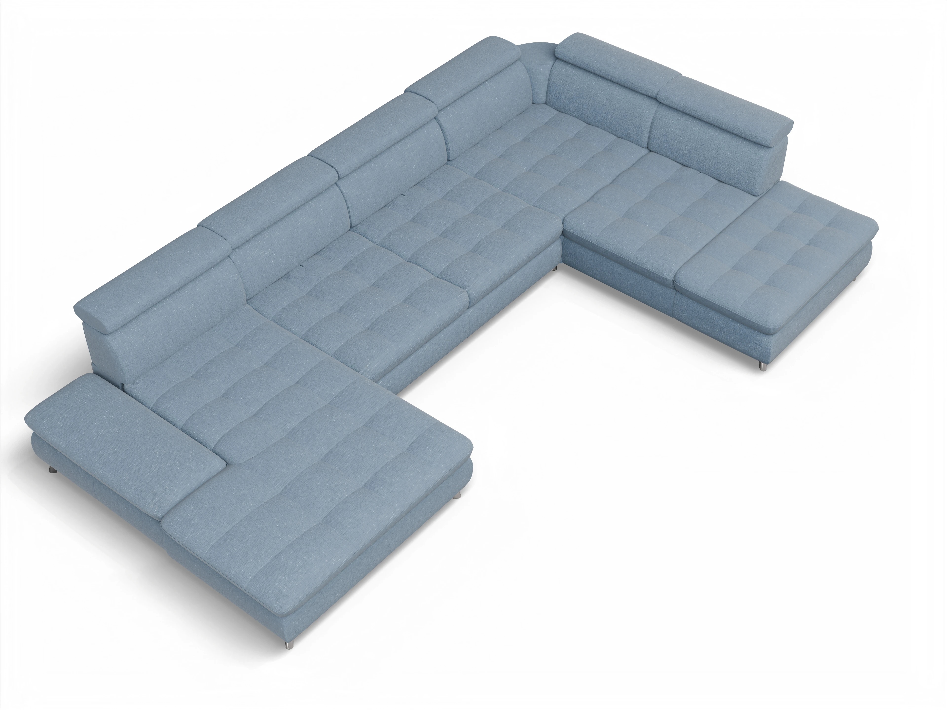 Ansicht des Produktes Memphis Stoff Wohnlandschaft offen beidseitig in Stoff Blau