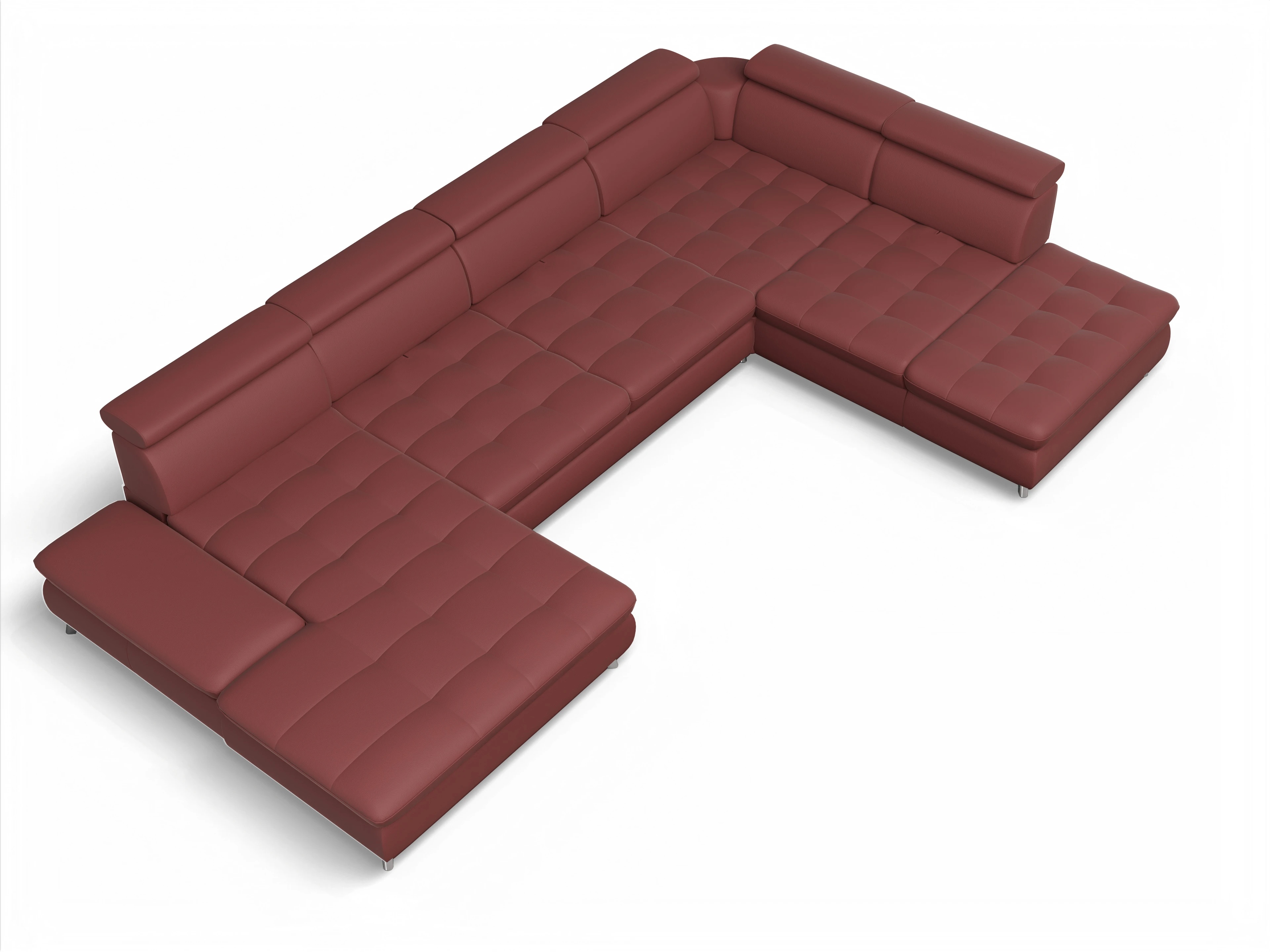 Ansicht des Produktes Memphis Stoff Wohnlandschaft offen beidseitig in Leder Rot