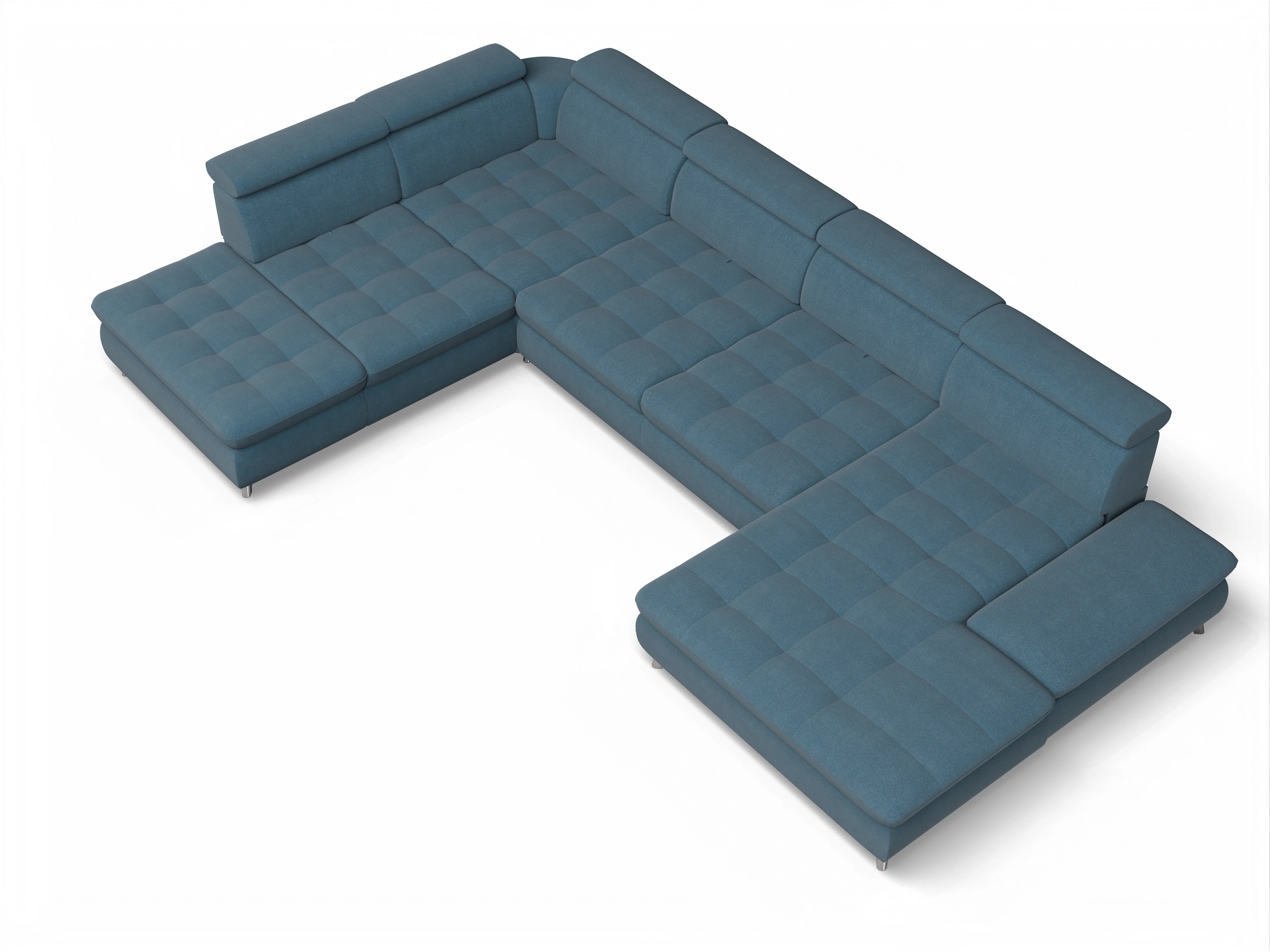 Ansicht des Produktes Memphis Stoff Wohnlandschaft offen beidseitig in Stoff Blau