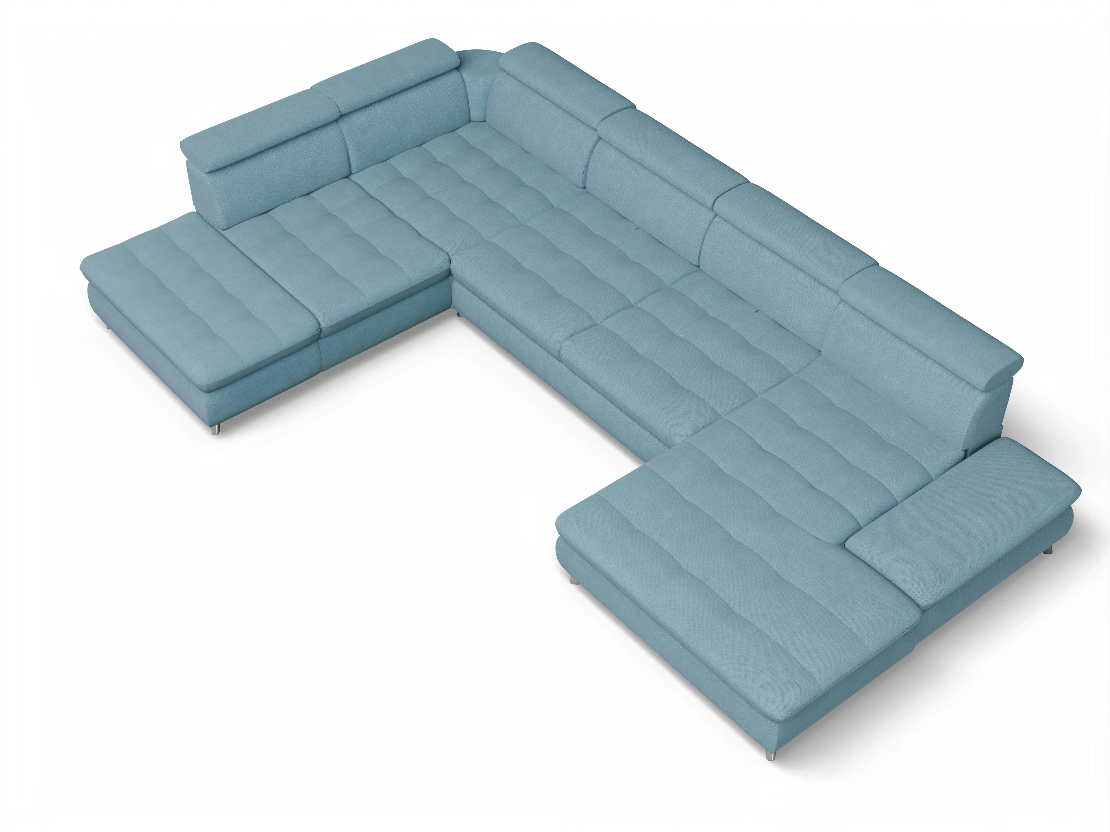 Ansicht des Produktes Memphis Stoff Wohnlandschaft offen beidseitig in Stoff Blau