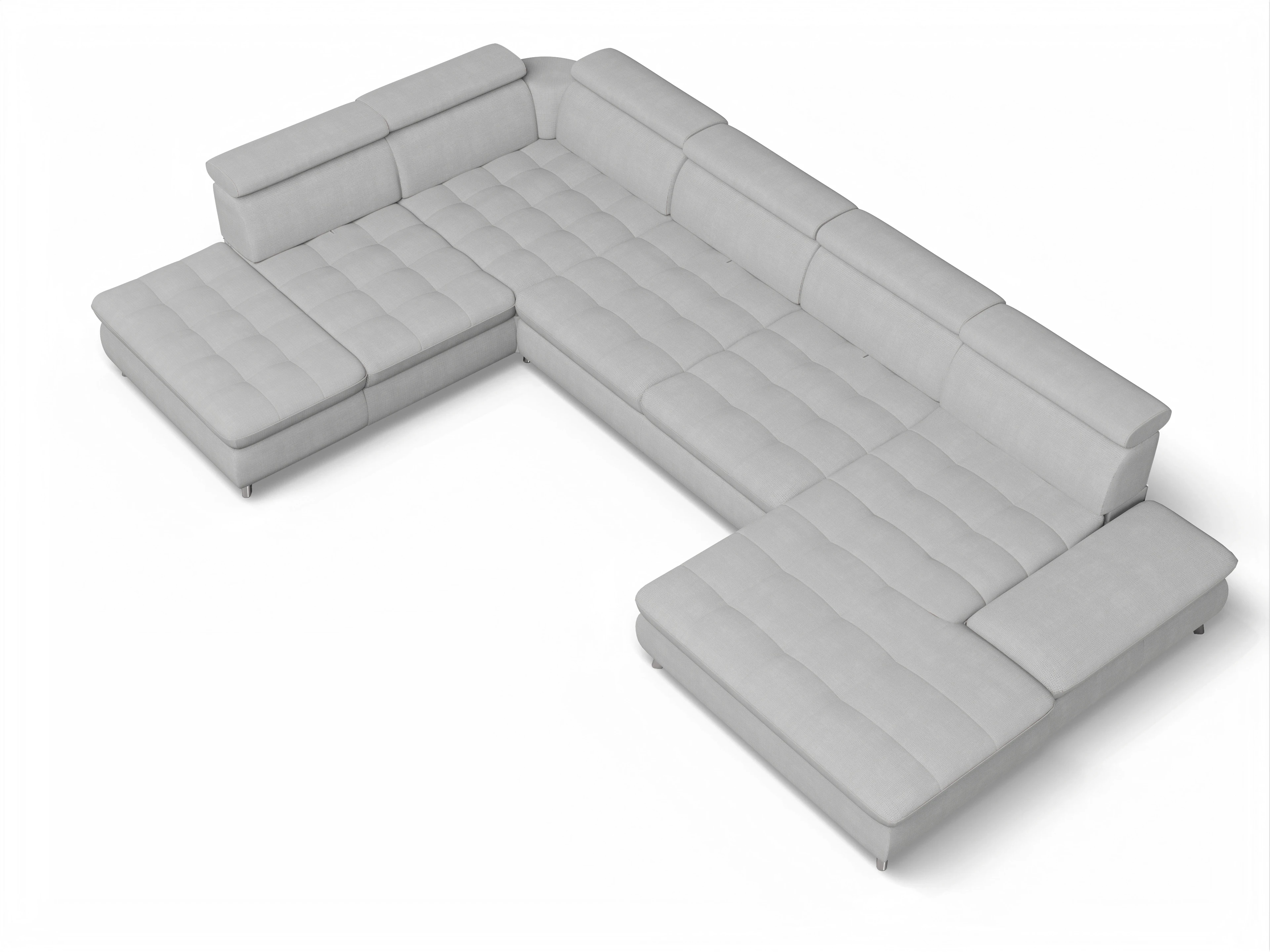Ansicht des Produktes Memphis Stoff Wohnlandschaft offen beidseitig in Stoff Grau