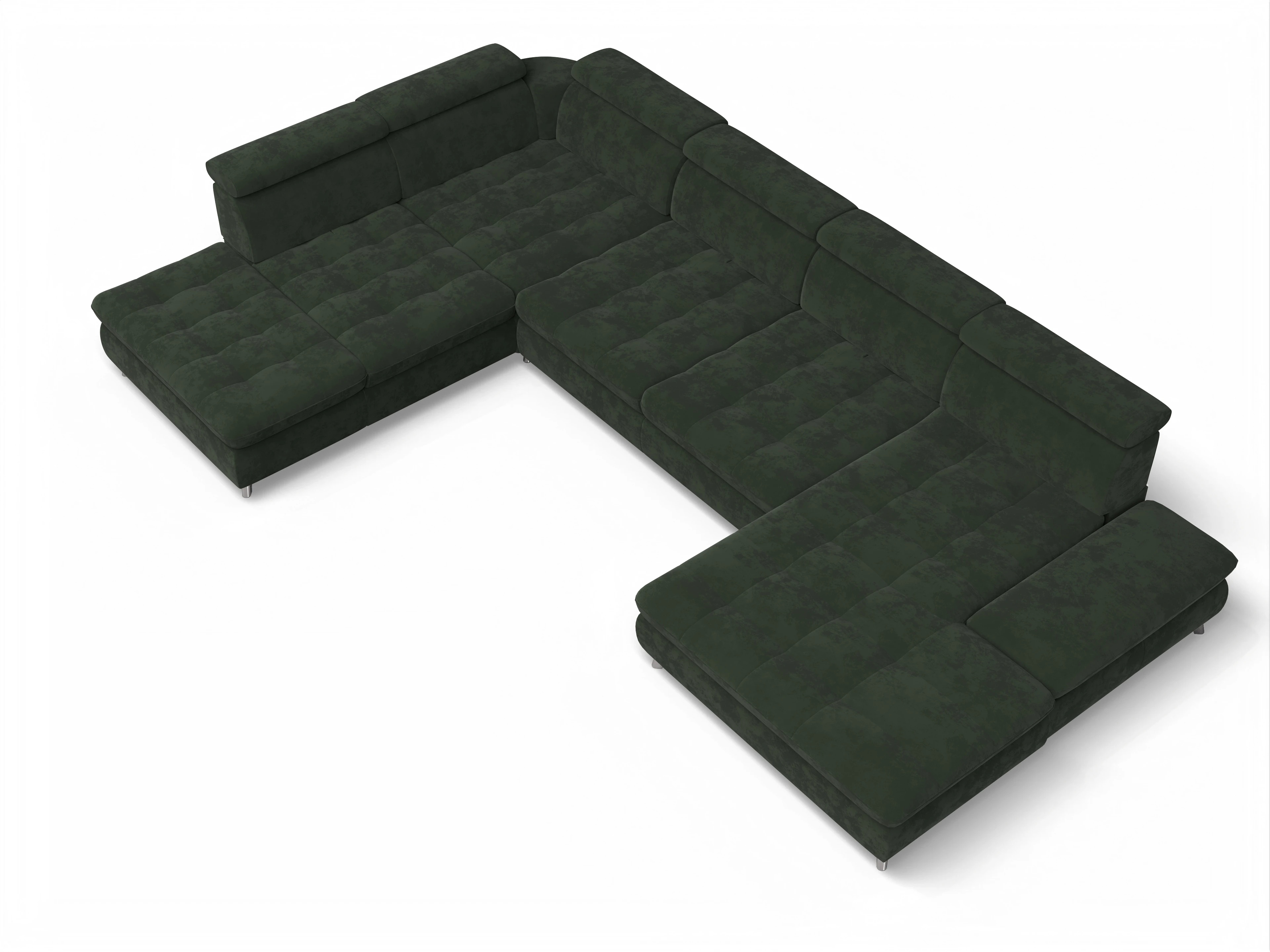 Ansicht des Produktes Memphis Stoff Wohnlandschaft offen beidseitig in Stoff Grün