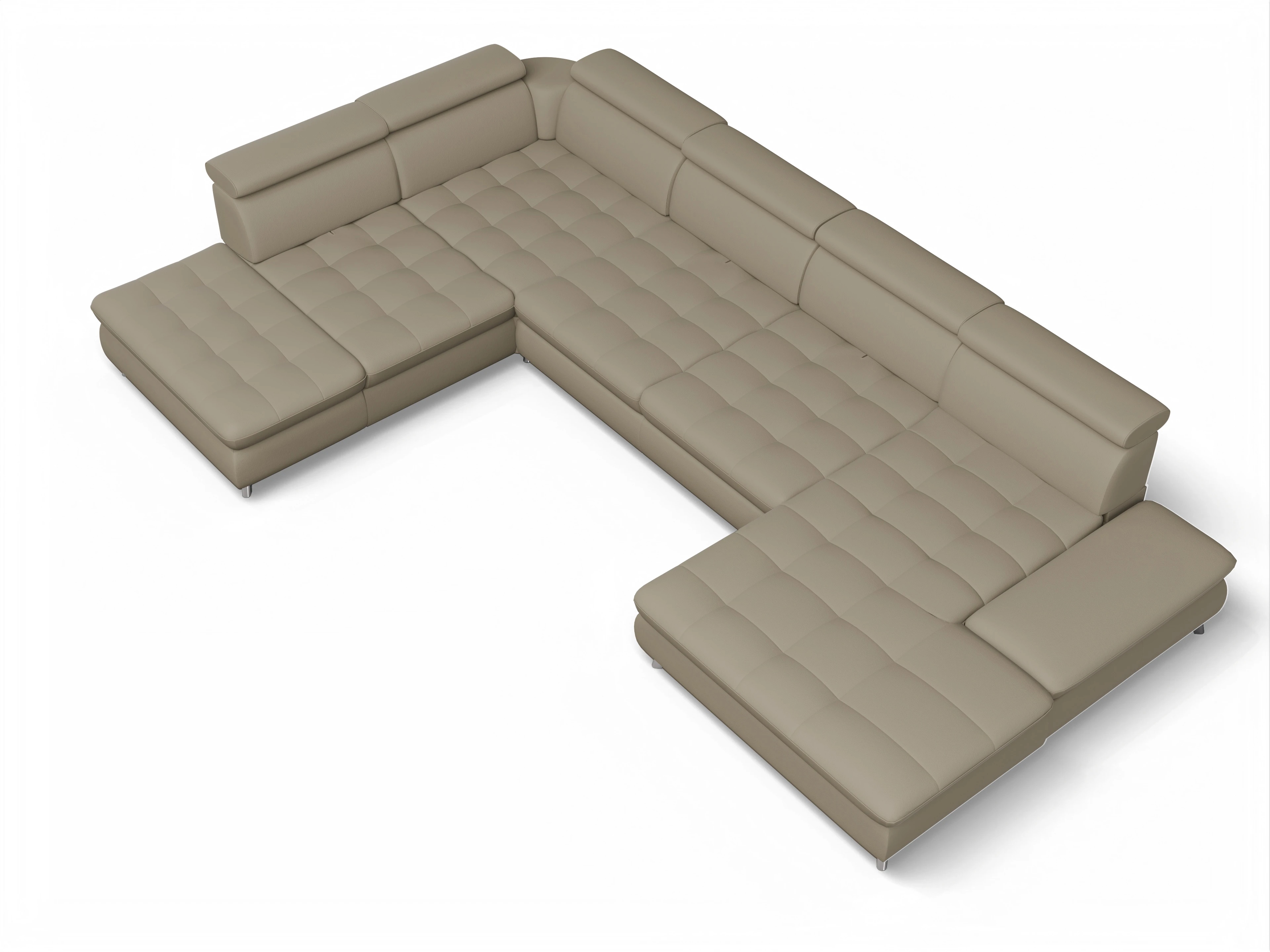 Ansicht des Produktes Memphis Stoff Wohnlandschaft offen beidseitig in Leder Braun