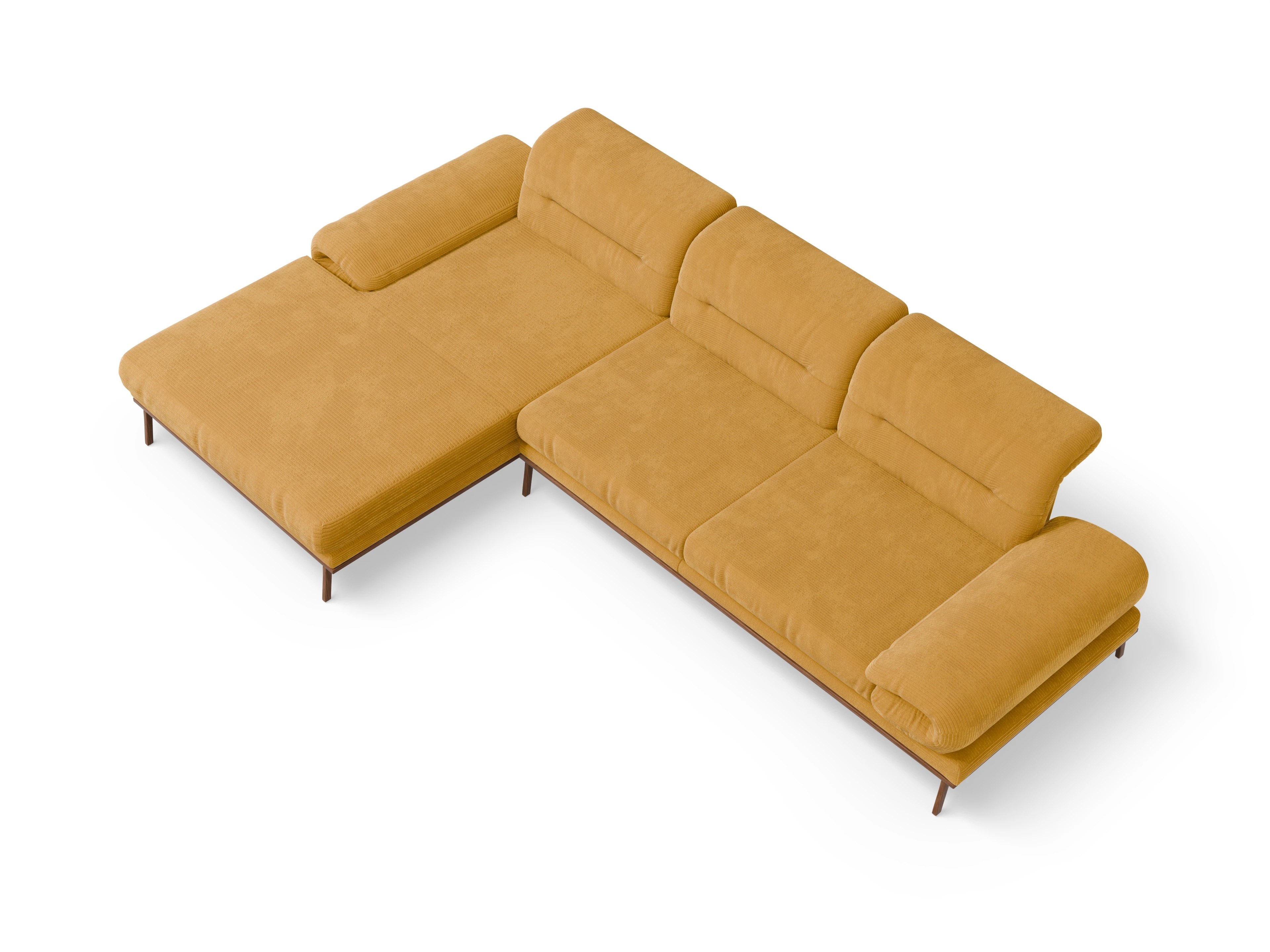 San Marino Lo Large L Ansicht des Produktes San Marino Ecksofa links Abschluss offen in Stoff Gelb