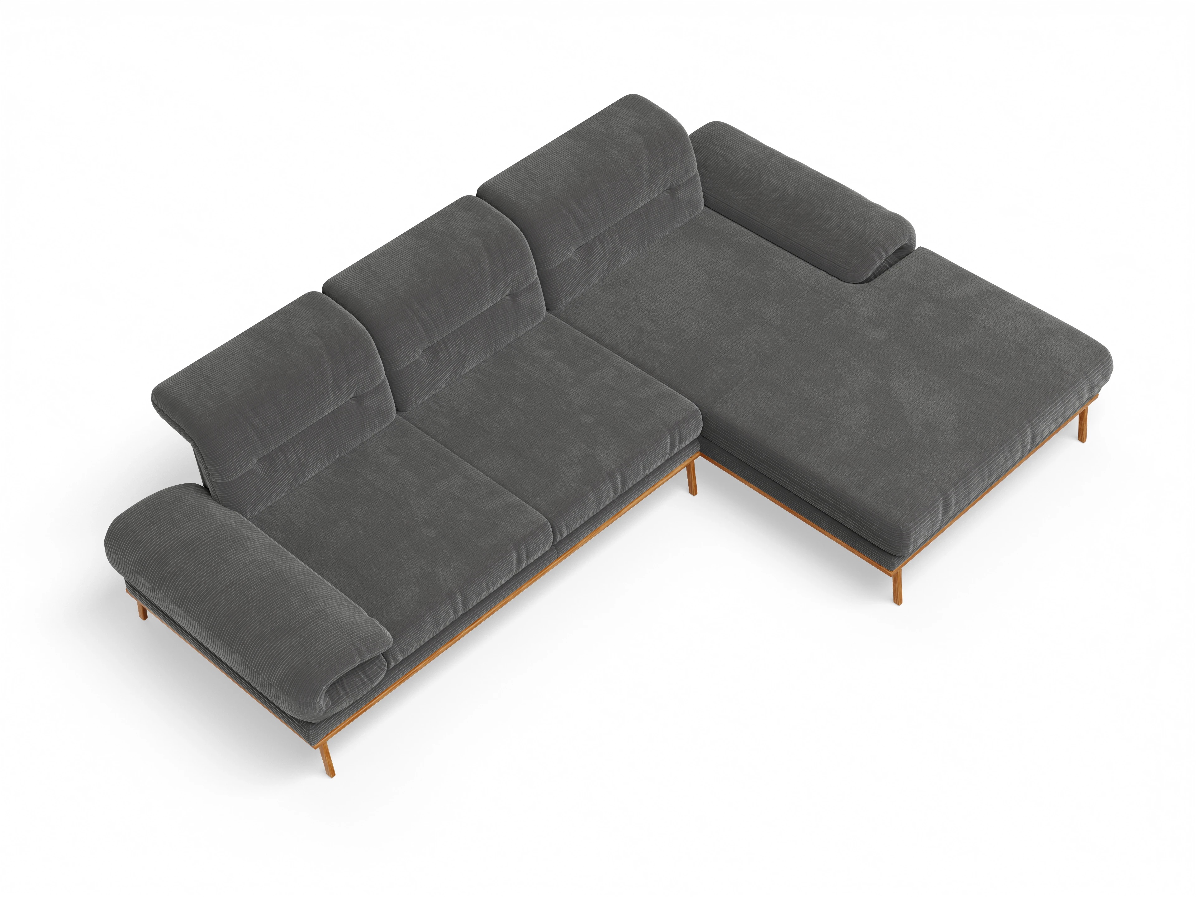 Ansicht des Produktes San Marino Ecksofa rechts Abschluss offen in Stoff Grau