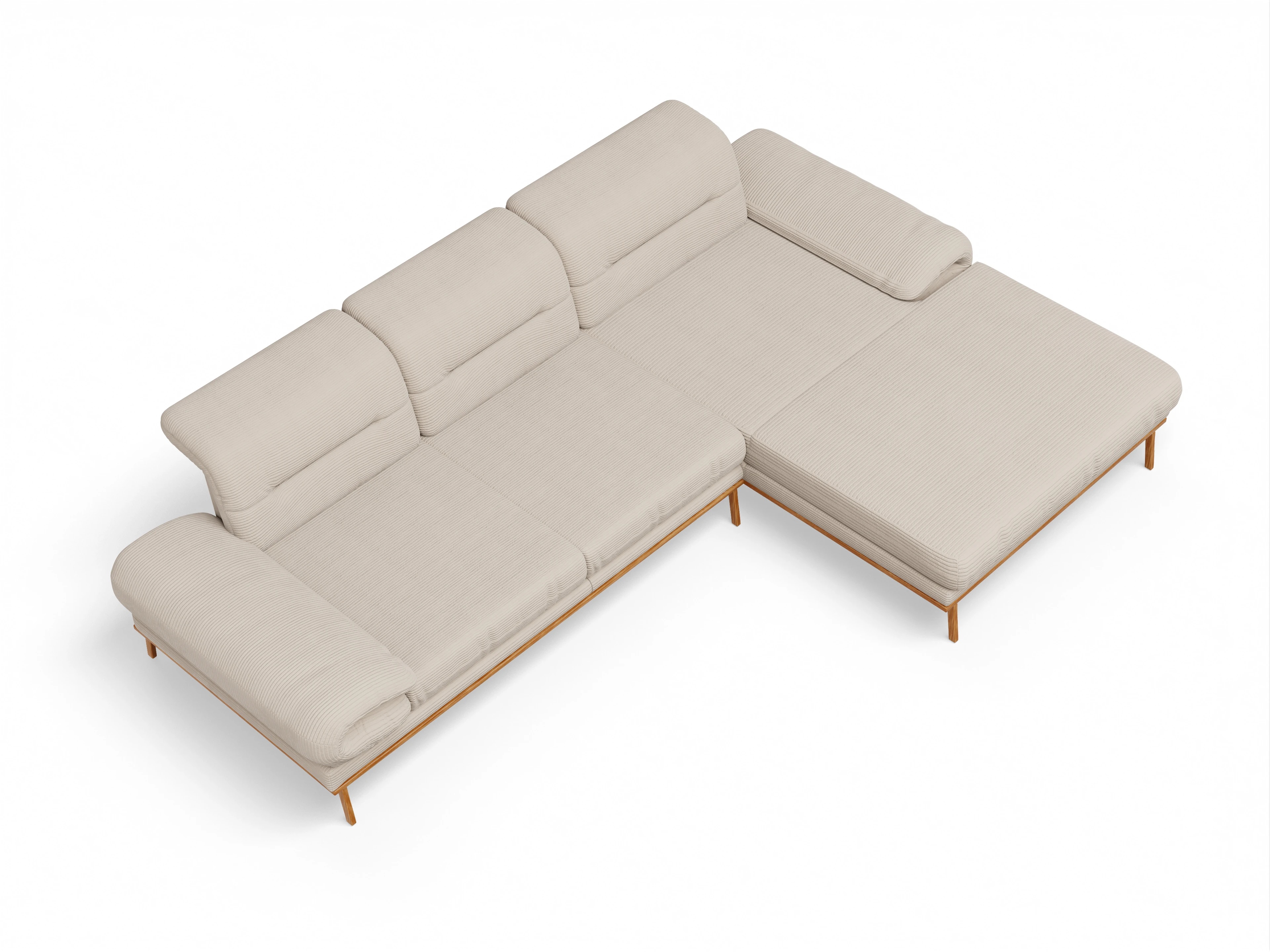 Ansicht des Produktes San Marino Ecksofa rechts Abschluss offen in Stoff Beige