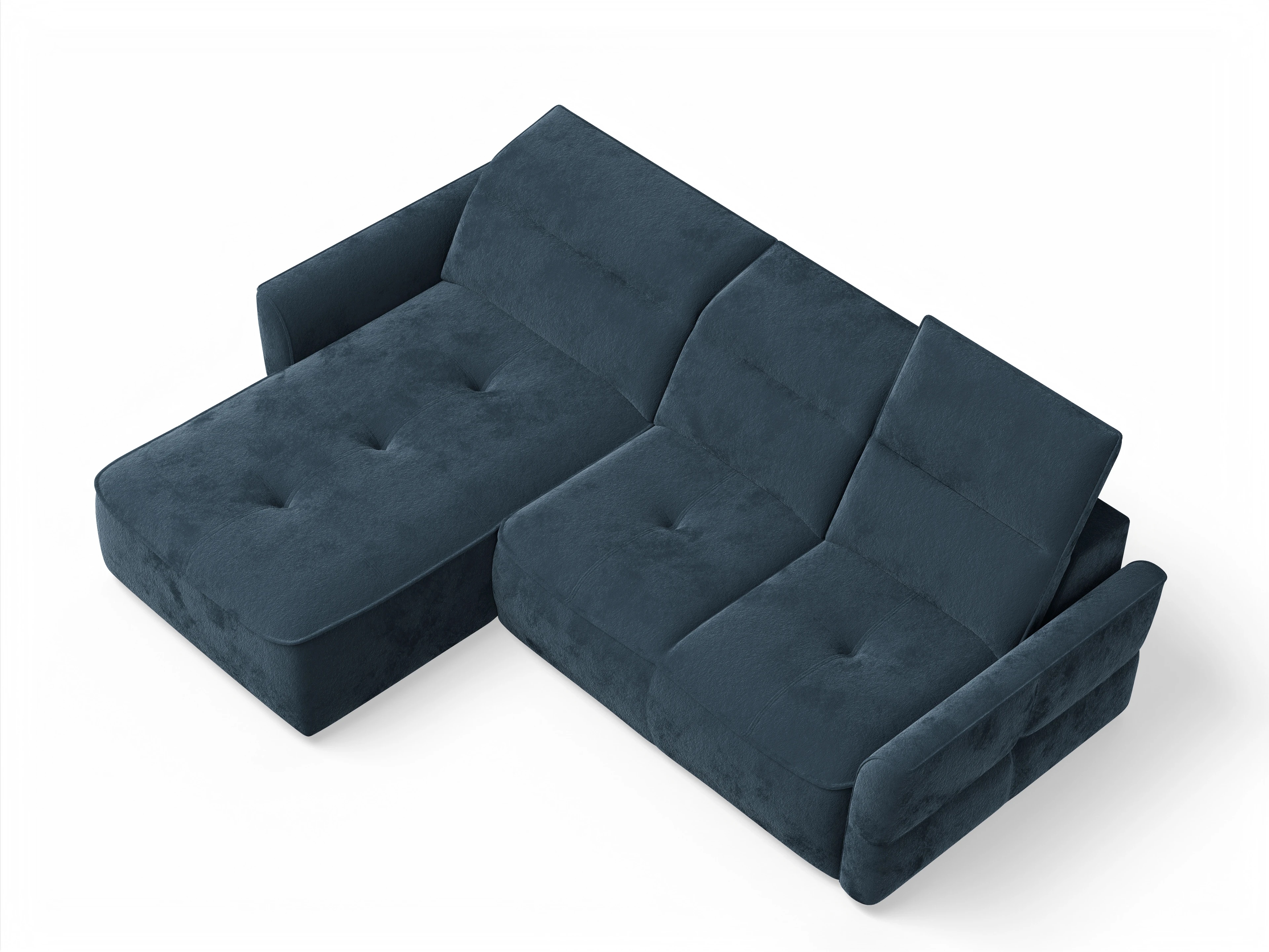 Ansicht des Produktes Toledo Ecksofa links Abschluss offen in Stoff Blau
