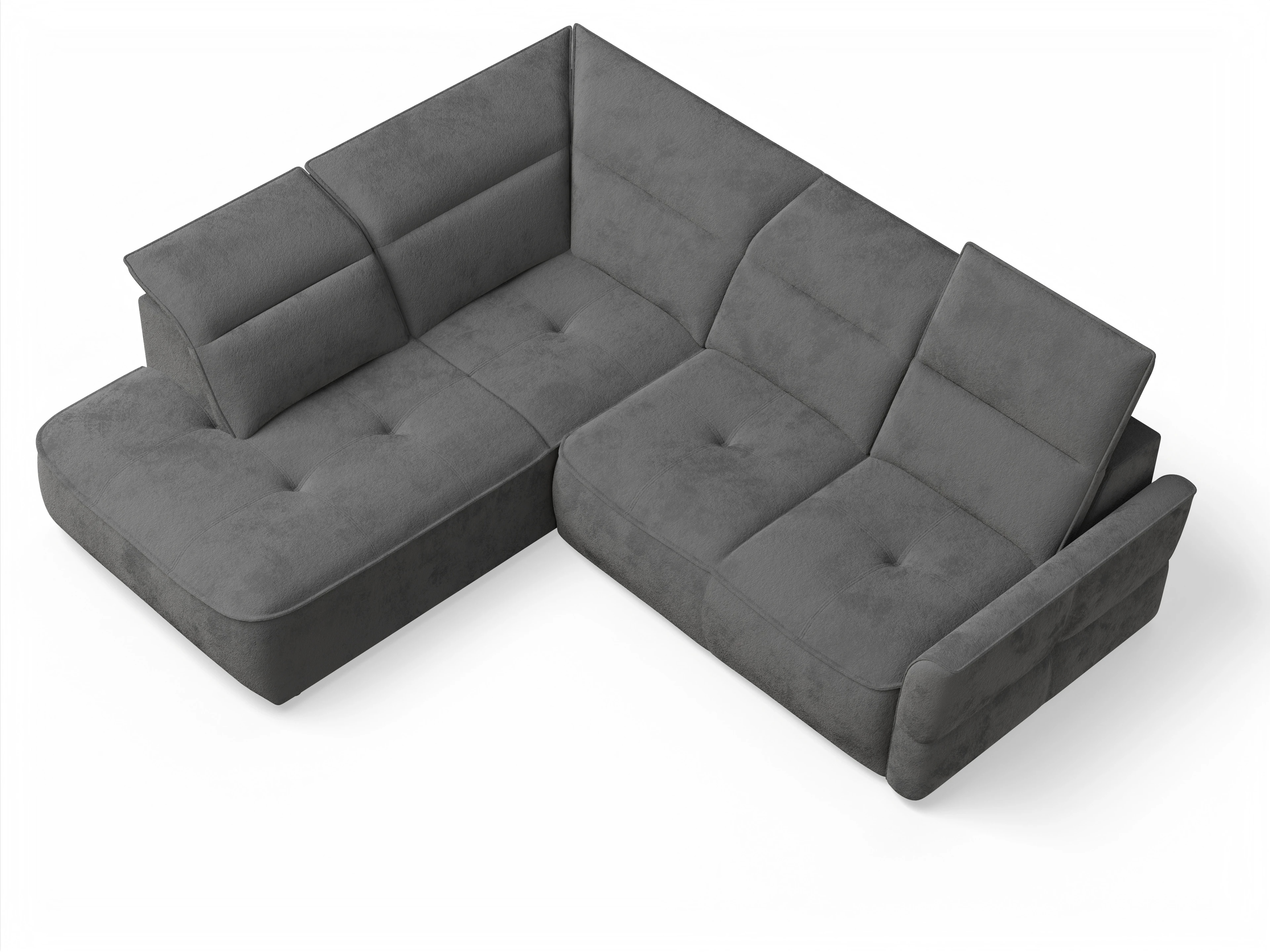 Ansicht des Produktes Toledo Ecksofa links Abschluss offen in Stoff Grau