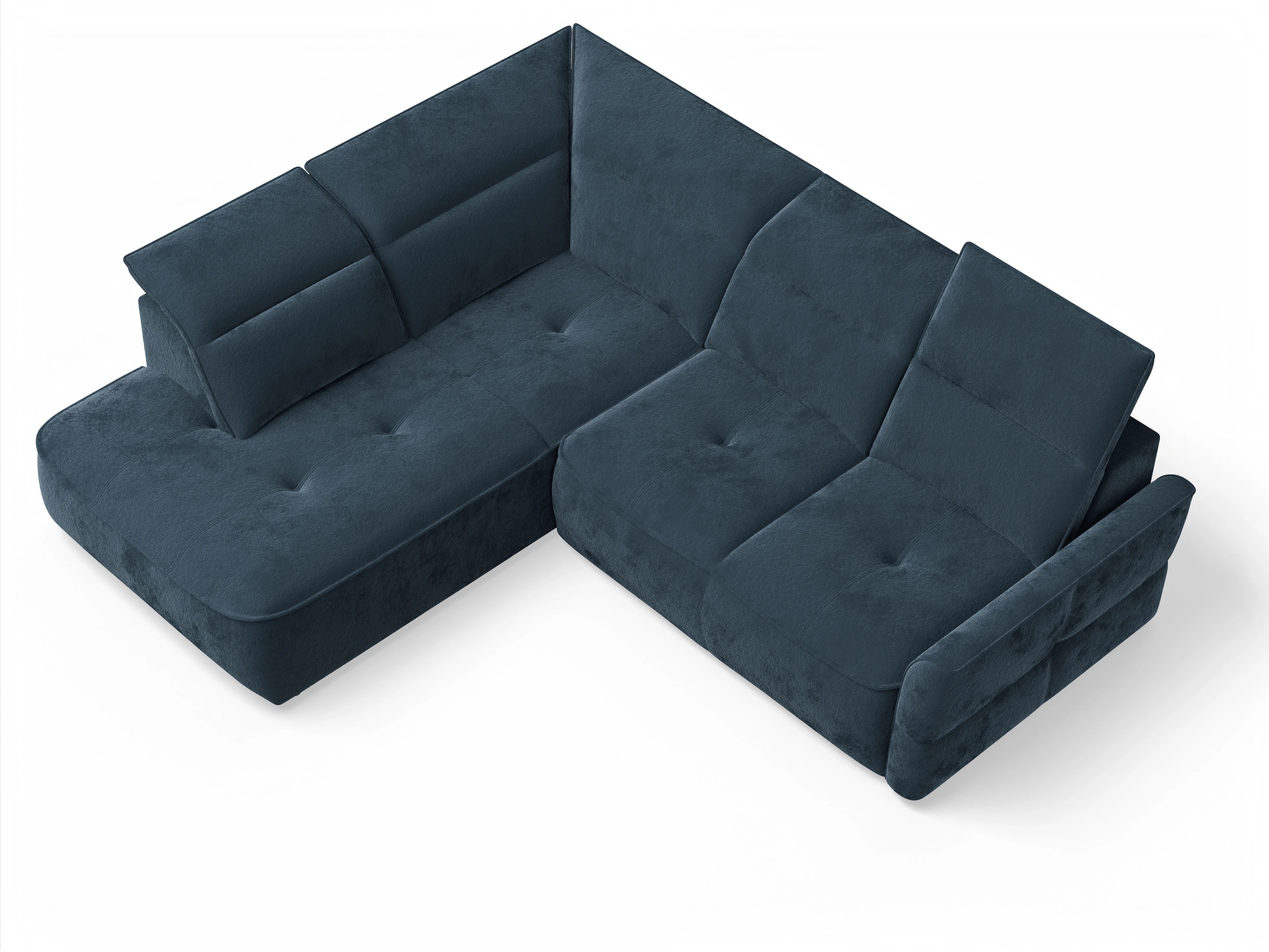 Ansicht des Produktes Toledo Ecksofa links Abschluss offen in Stoff Blau