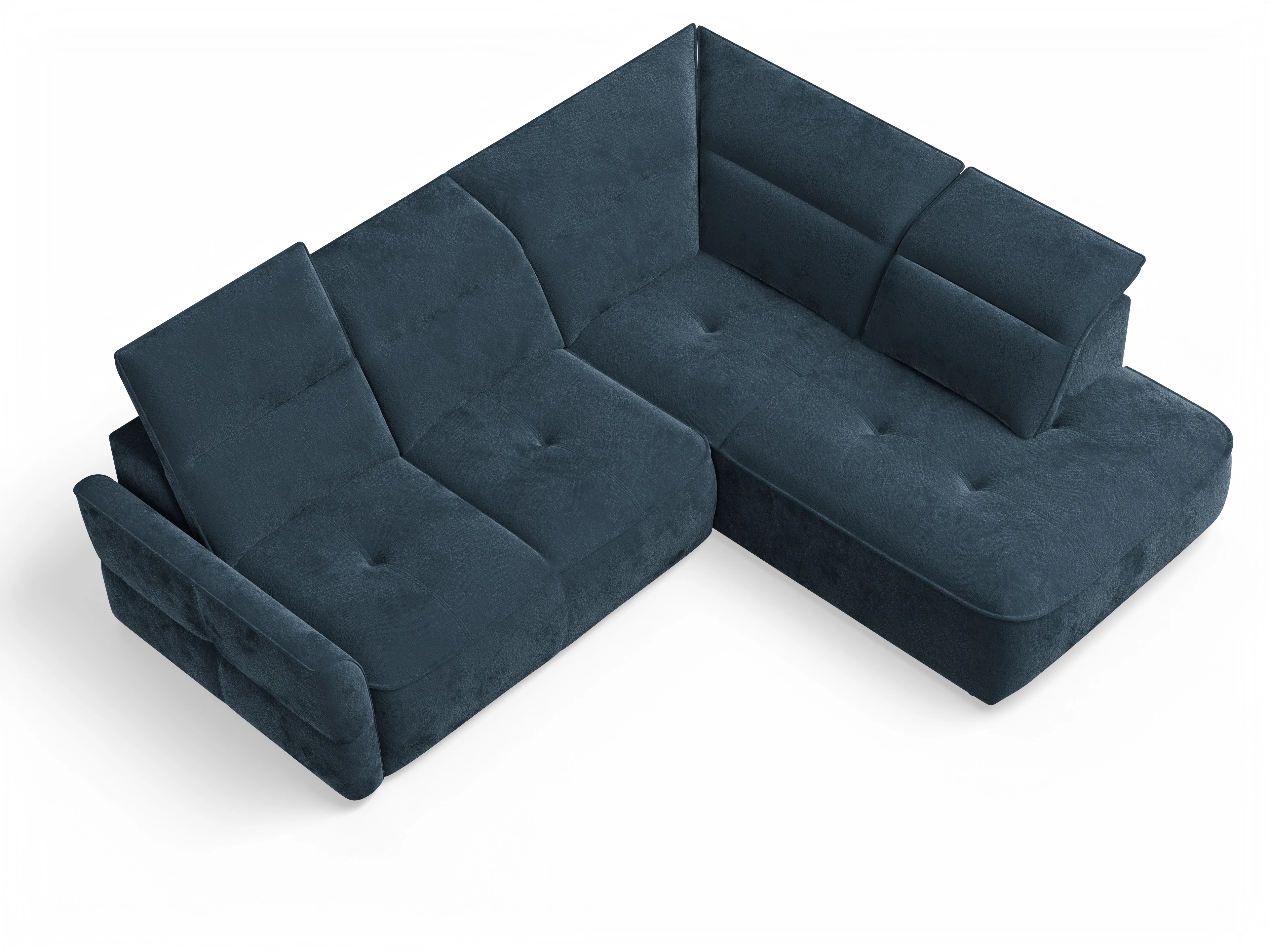 Ansicht des Produktes Toledo Ecksofa rechts Abschluss offen in Stoff Blau