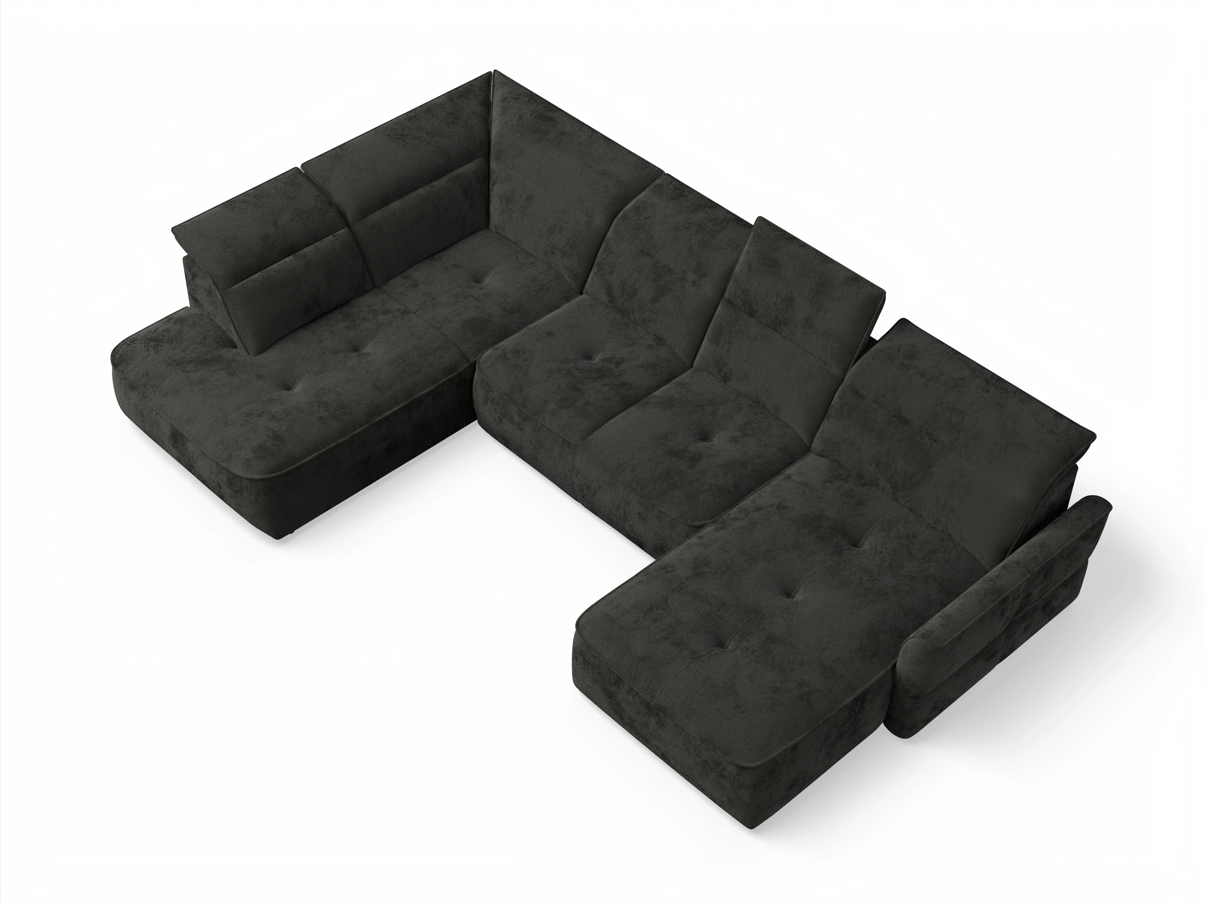 Ansicht des Produktes Toledo Wohnlandschaft offen beidseitig in Stoff Schwarz