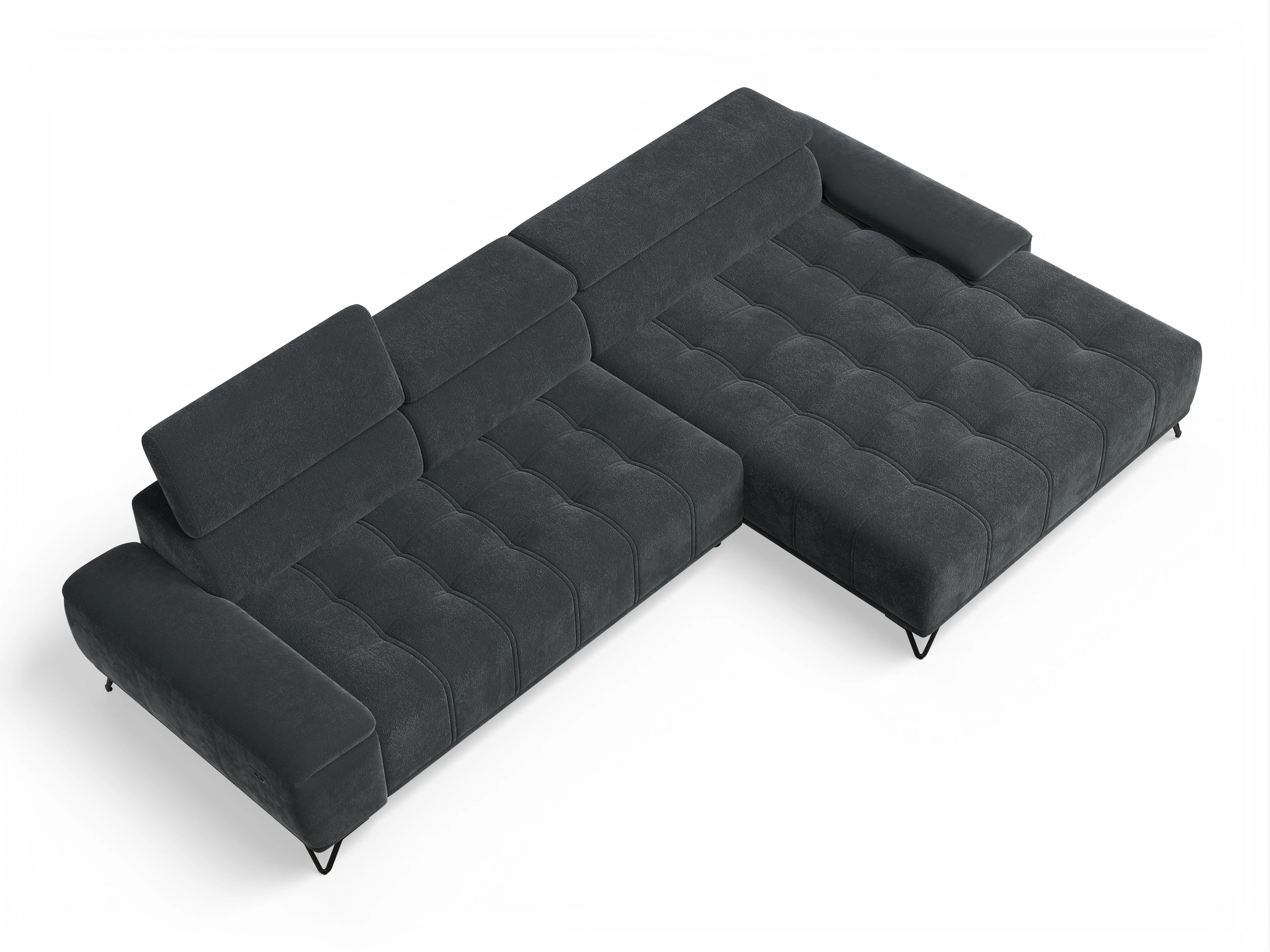 Sevilla OT Small R Ansicht des Produktes Sevilla Ecksofa rechts Abschluss offen in Stoff Grau