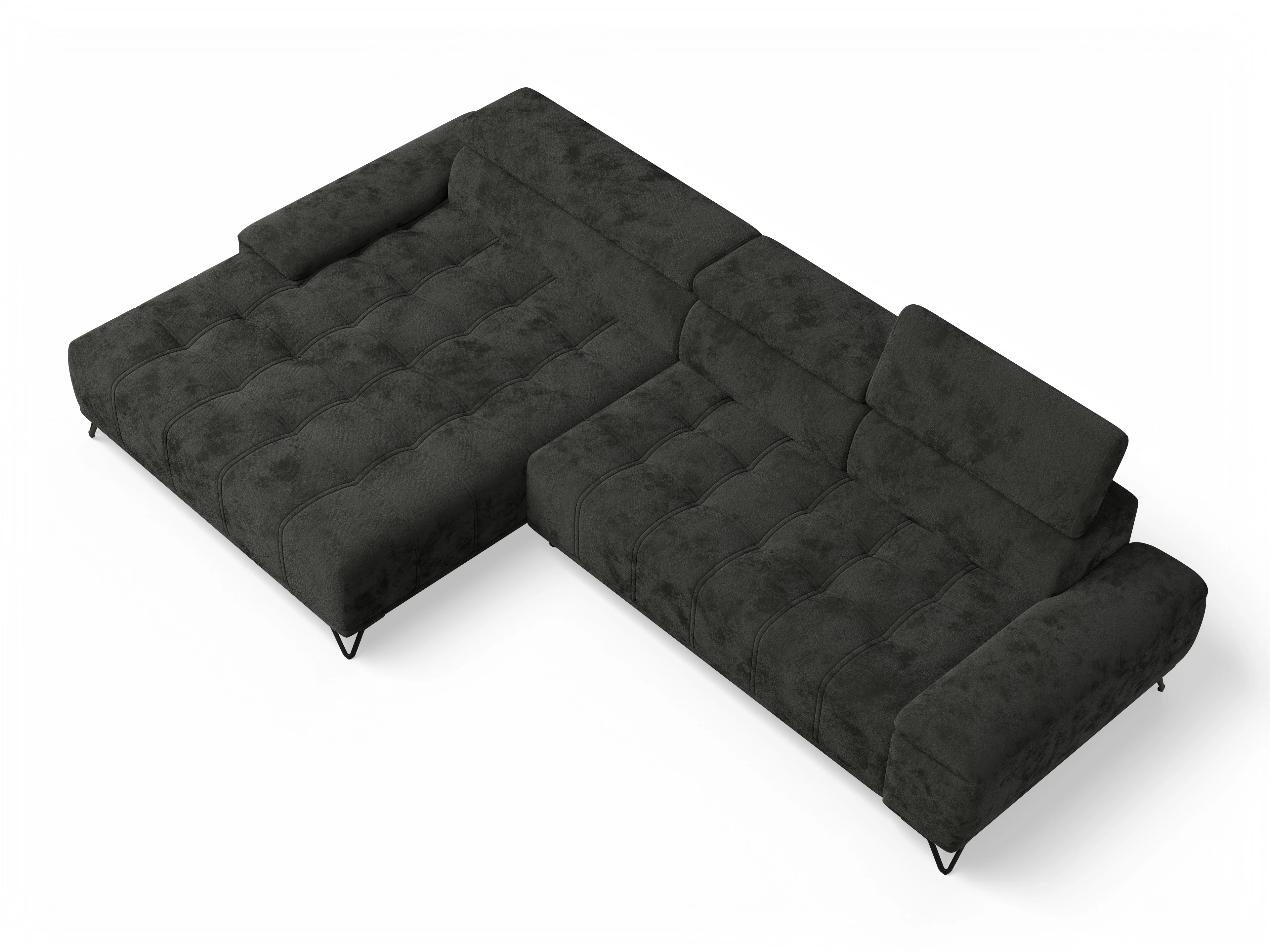 Ansicht des Produktes Sevilla Ecksofa links Abschluss offen in Stoff Schwarz