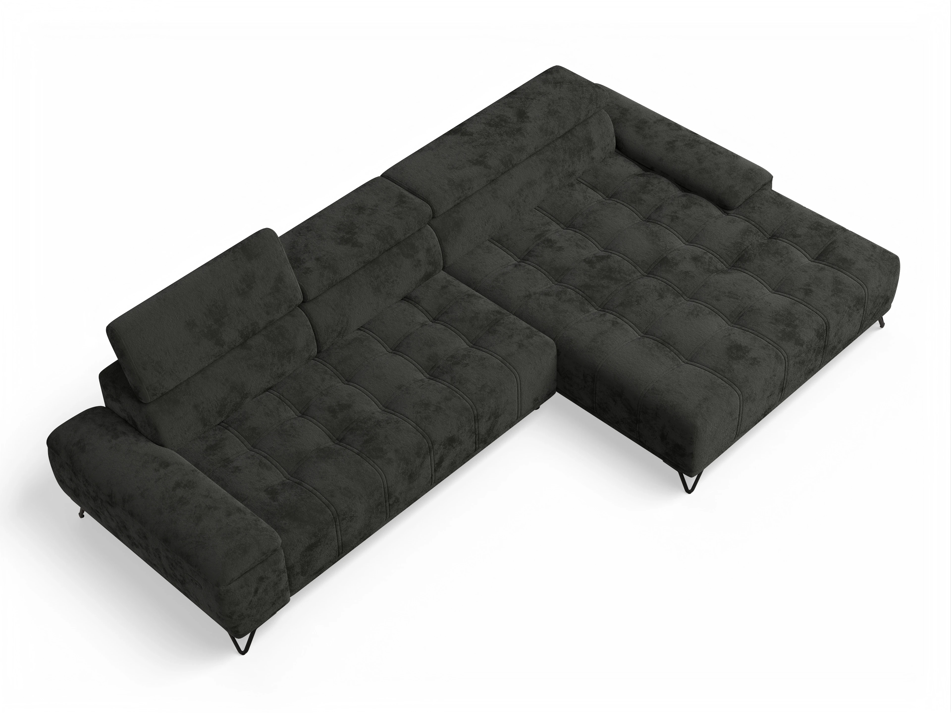 Ansicht des Produktes Sevilla Ecksofa rechts Abschluss offen in Stoff Schwarz