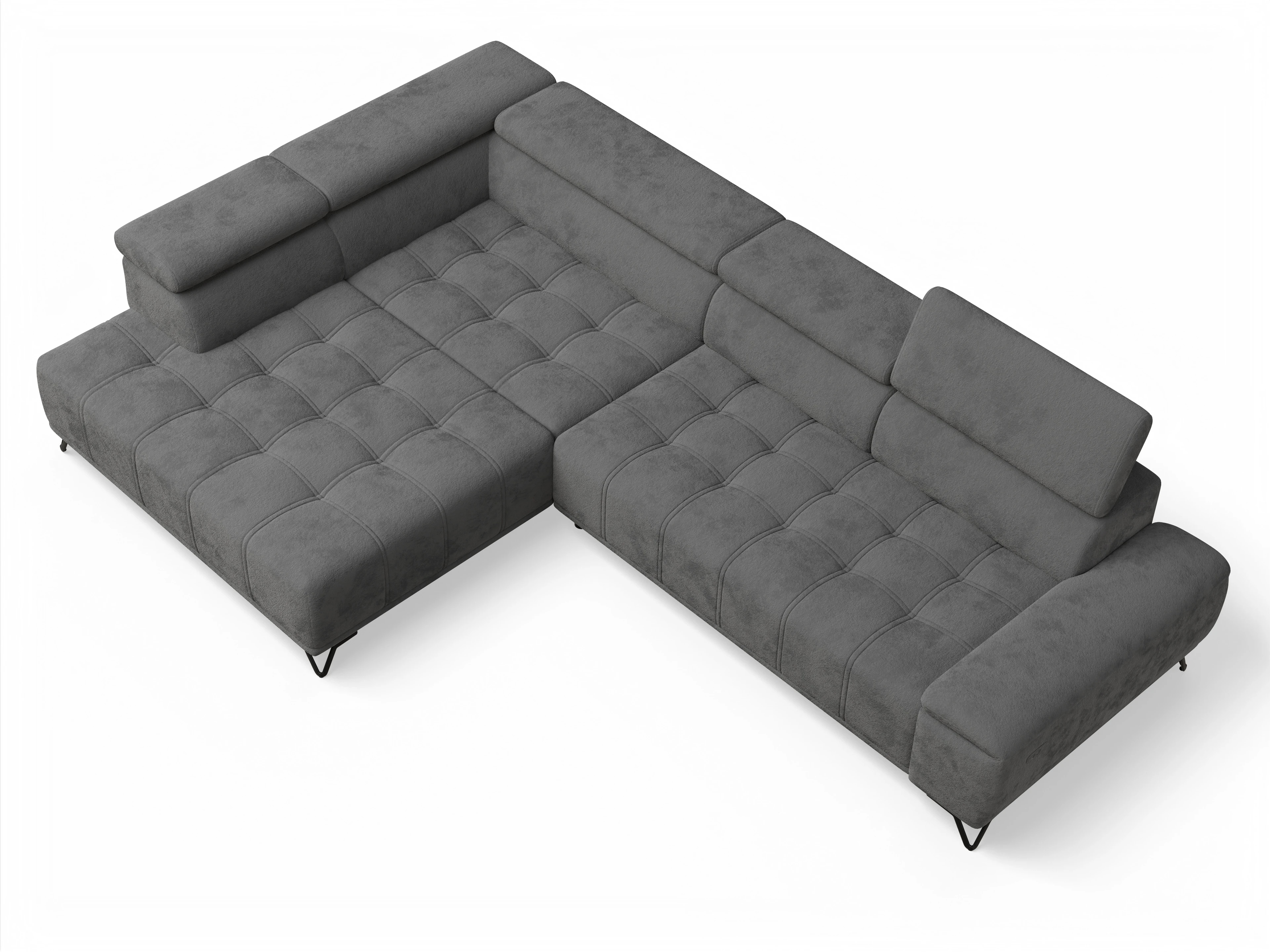 Ansicht des Produktes Sevilla Ecksofa links Abschluss offen in Stoff Grau