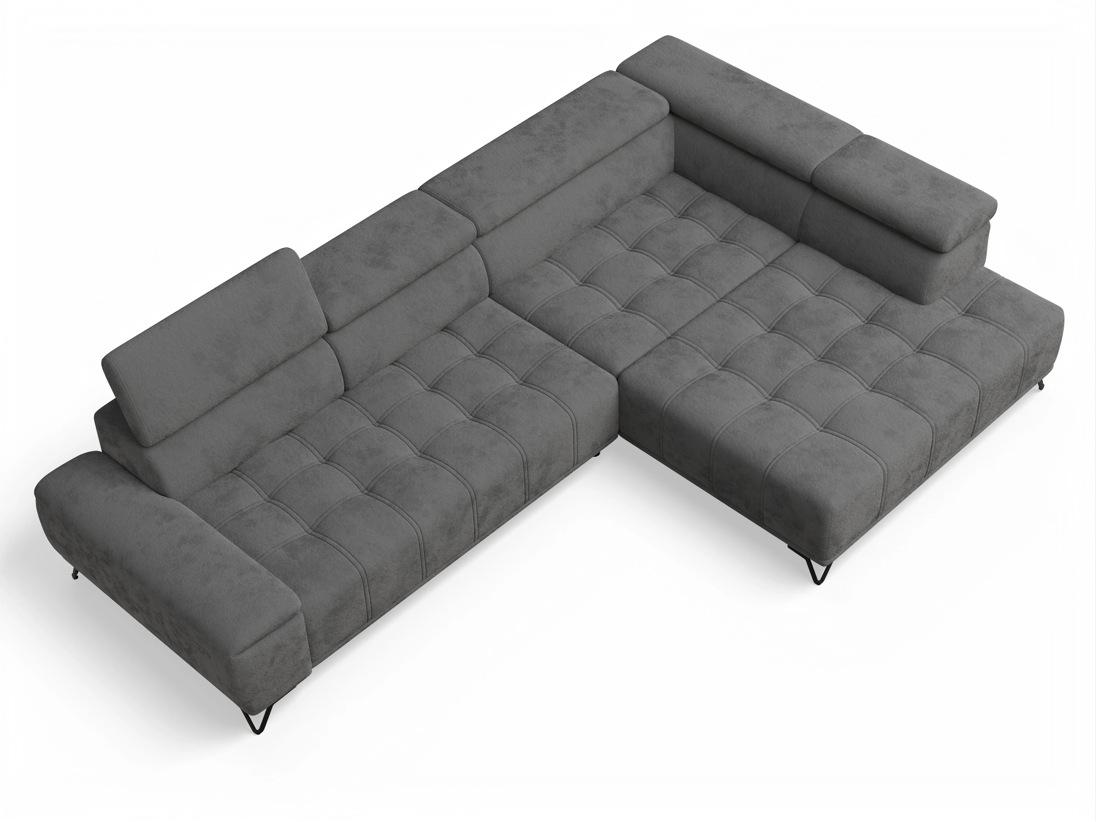 Ansicht des Produktes Sevilla Ecksofa rechts Abschluss offen in Stoff Grau