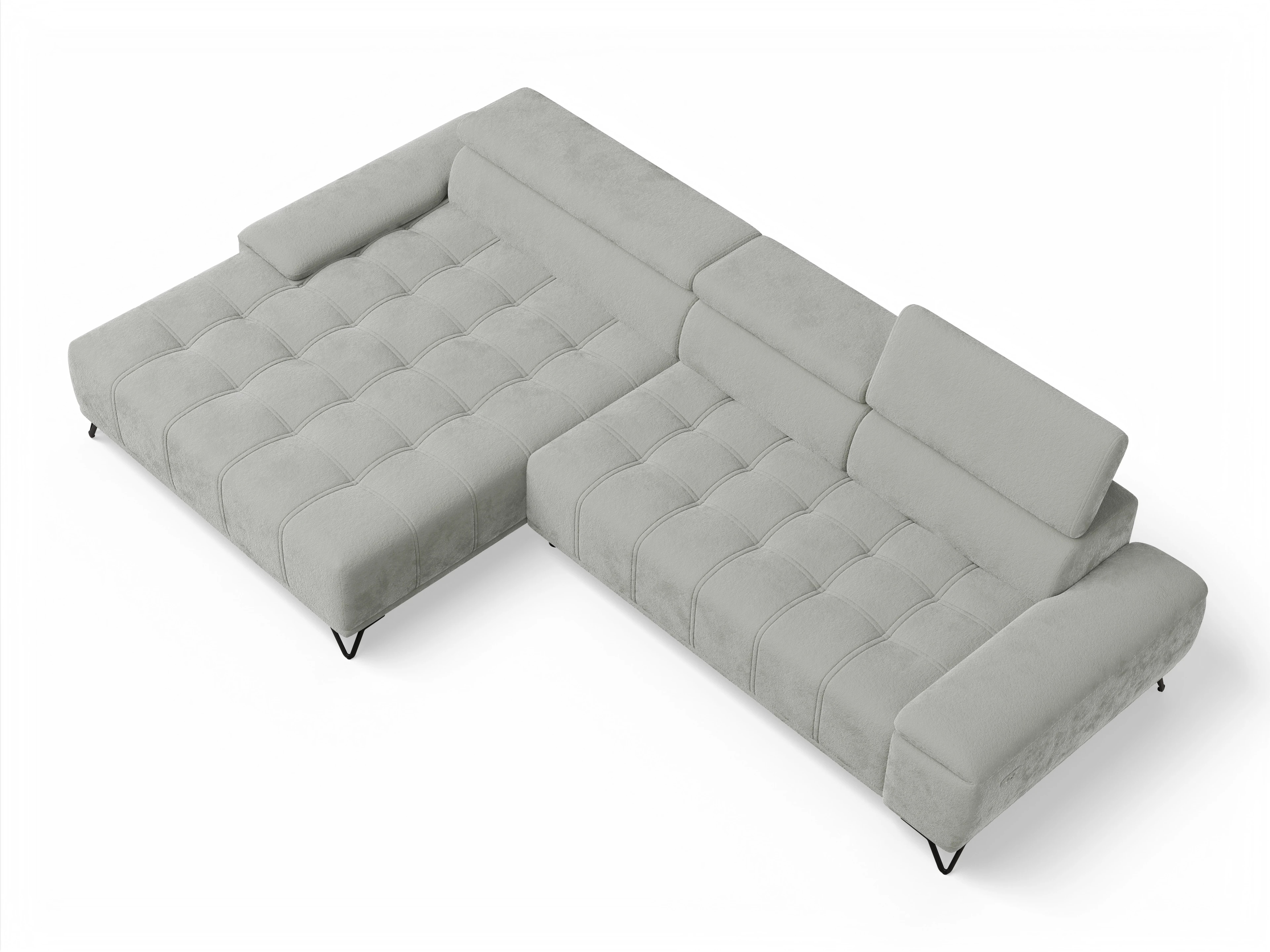 Ansicht des Produktes Sevilla Ecksofa links Abschluss offen in Stoff Grau