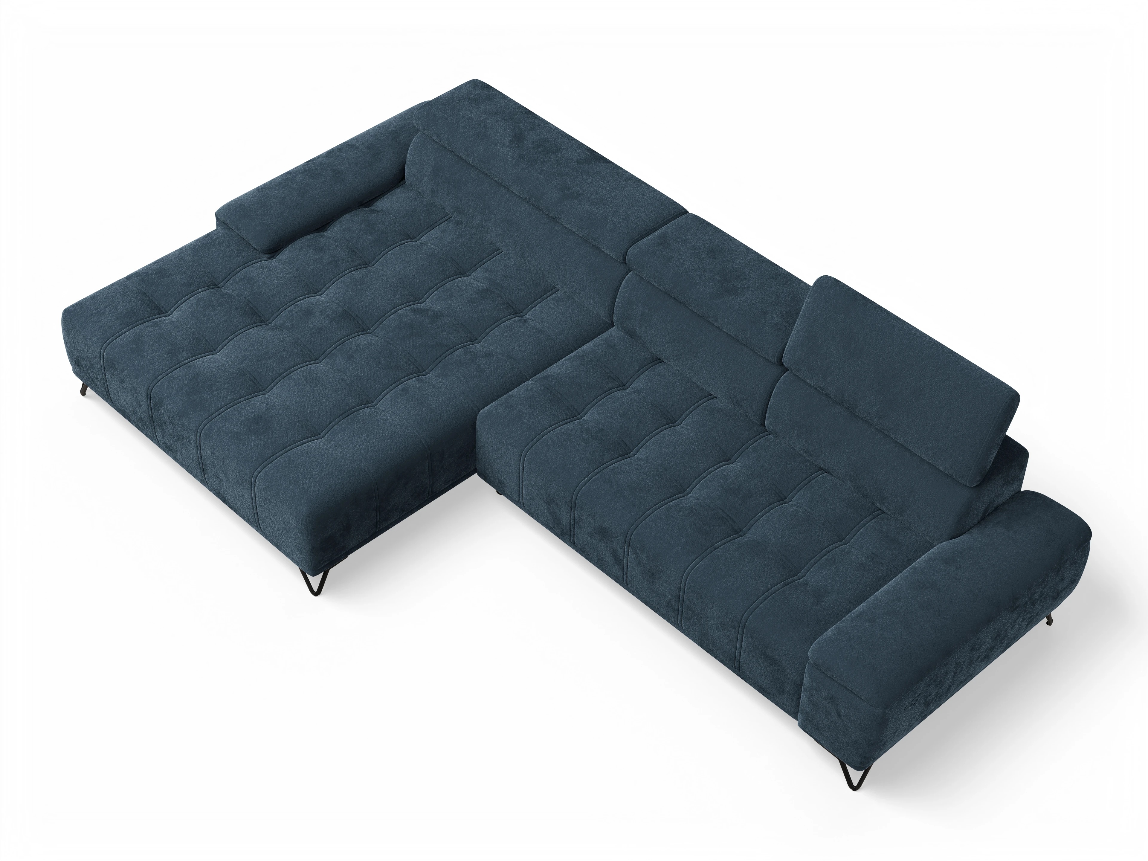 Ansicht des Produktes Sevilla Ecksofa links Abschluss offen in Stoff Blau