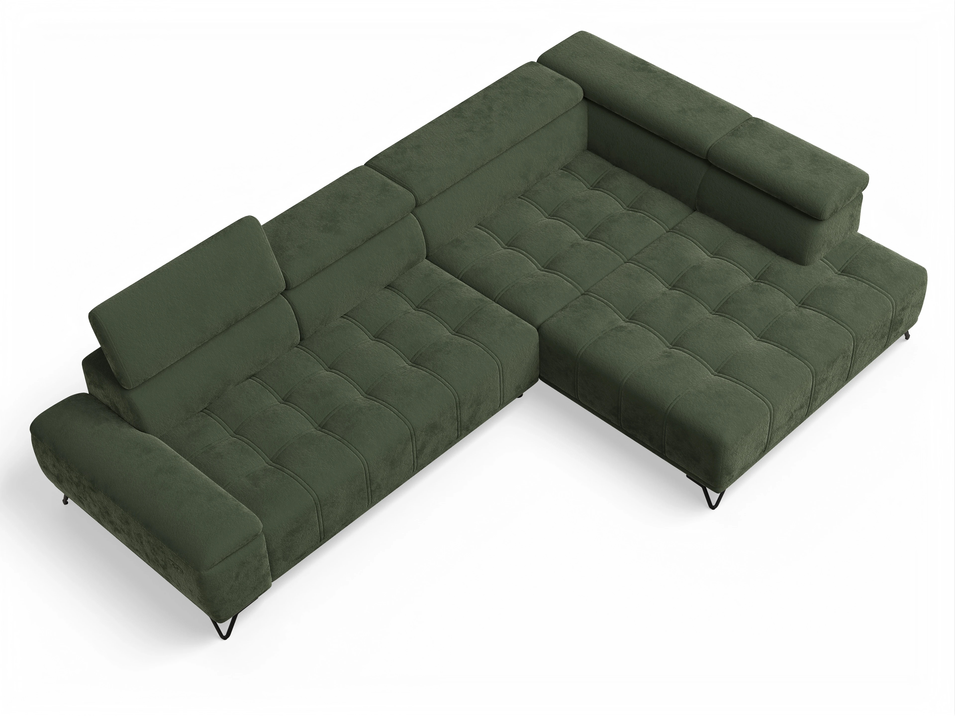 Ansicht des Produktes Sevilla Ecksofa rechts Abschluss offen in Stoff Grün