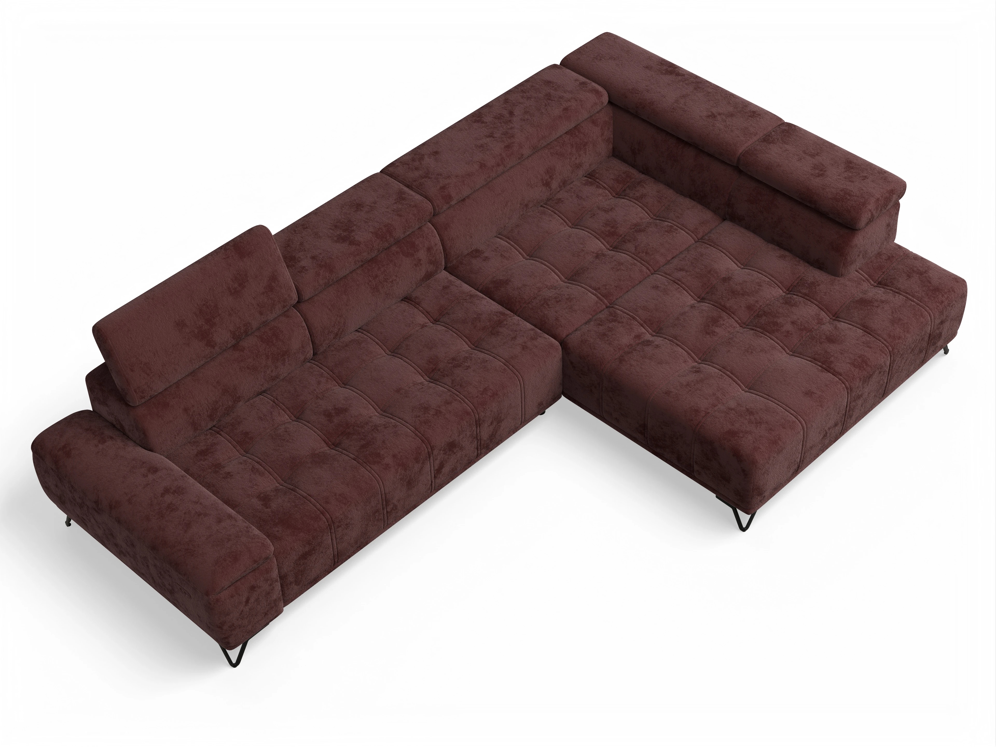 Ansicht des Produktes Sevilla Ecksofa rechts Abschluss offen in Stoff Rot