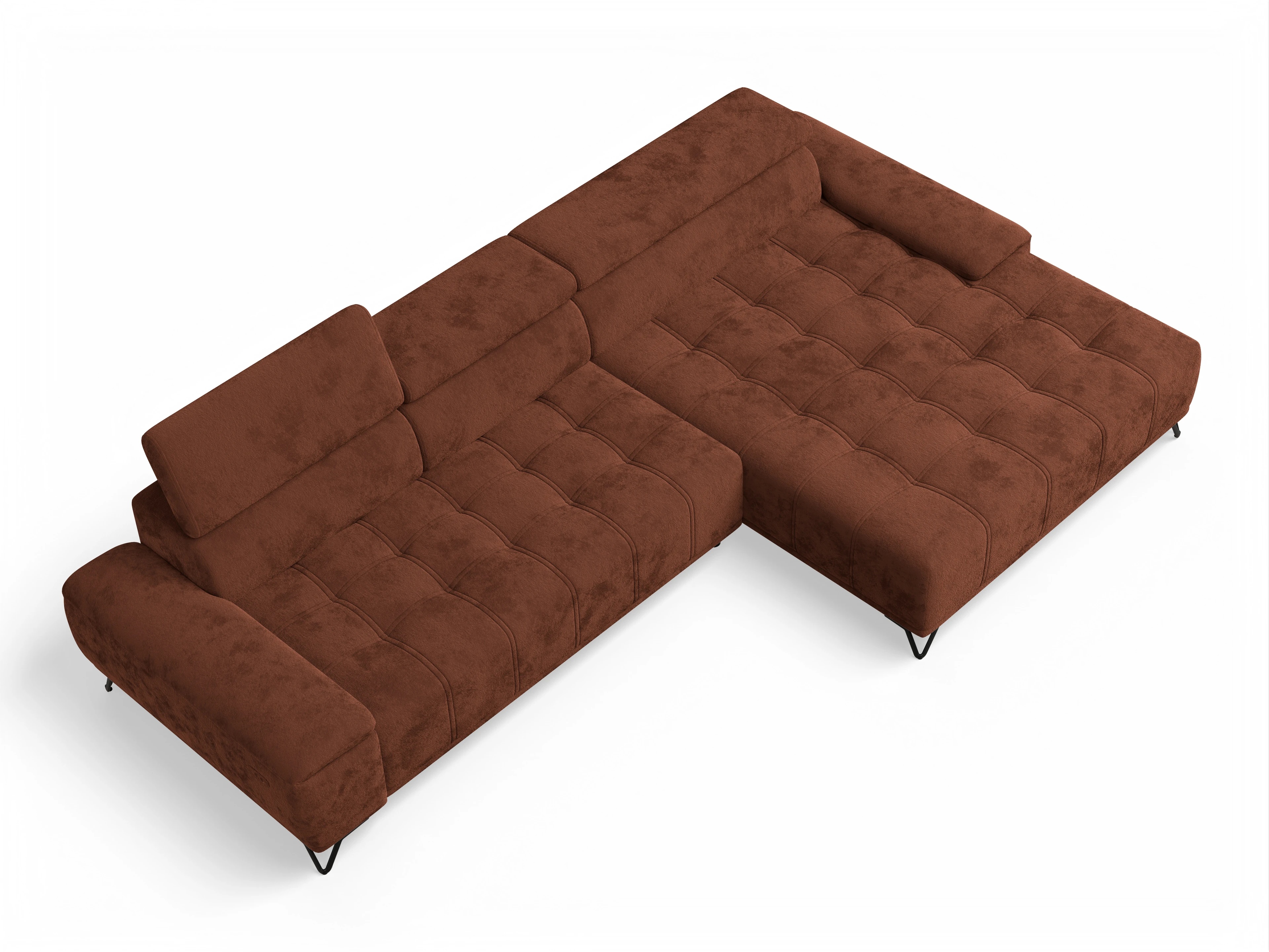 Ansicht des Produktes Sevilla Ecksofa rechts Abschluss offen in Stoff Orange