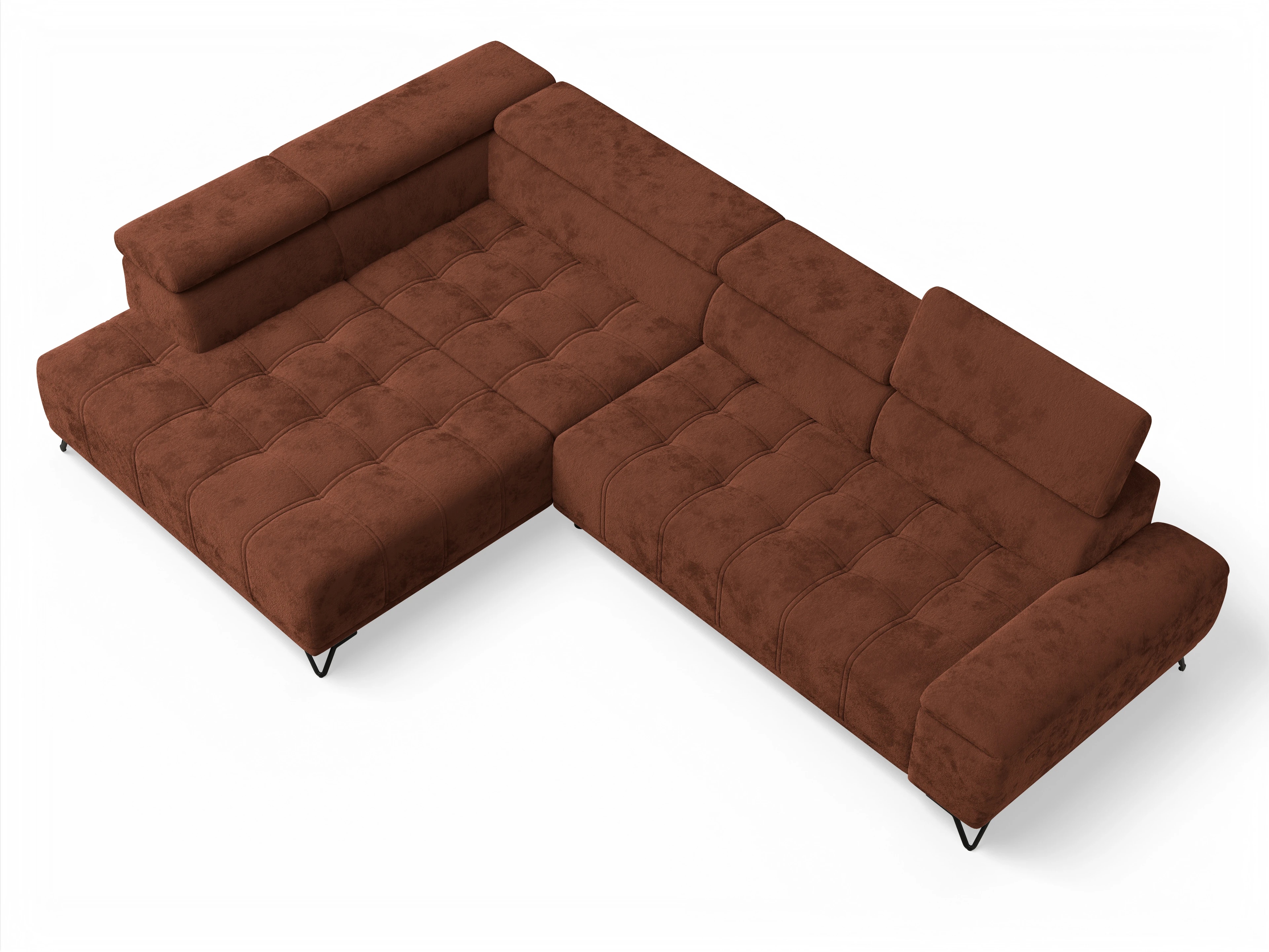 Ansicht des Produktes Sevilla Ecksofa links Abschluss offen in Stoff Orange