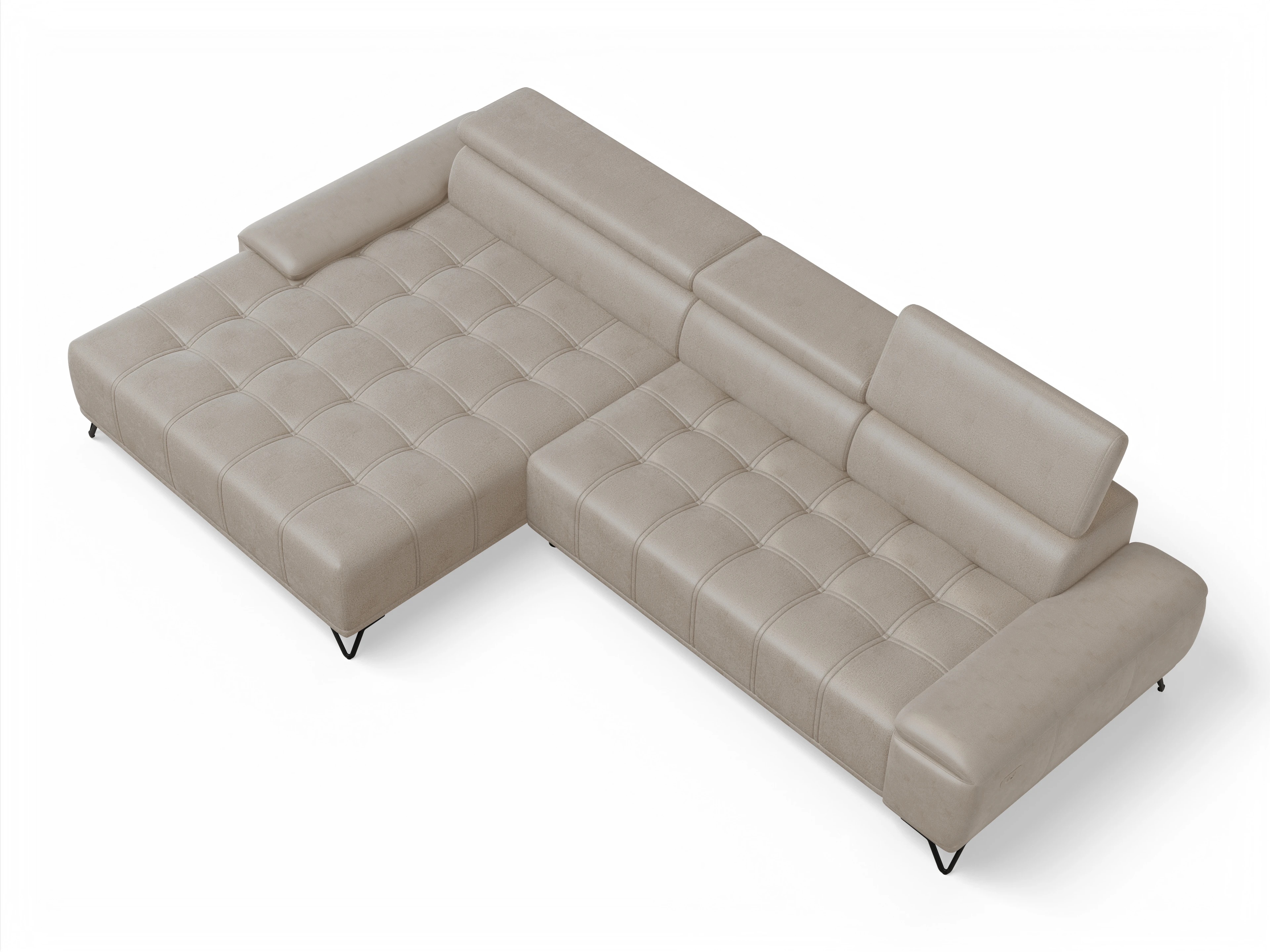 Sevilla OT Small L ohne Funktion Ansicht des Produktes Sevilla Ecksofa links Abschluss offen in Stoff Beige