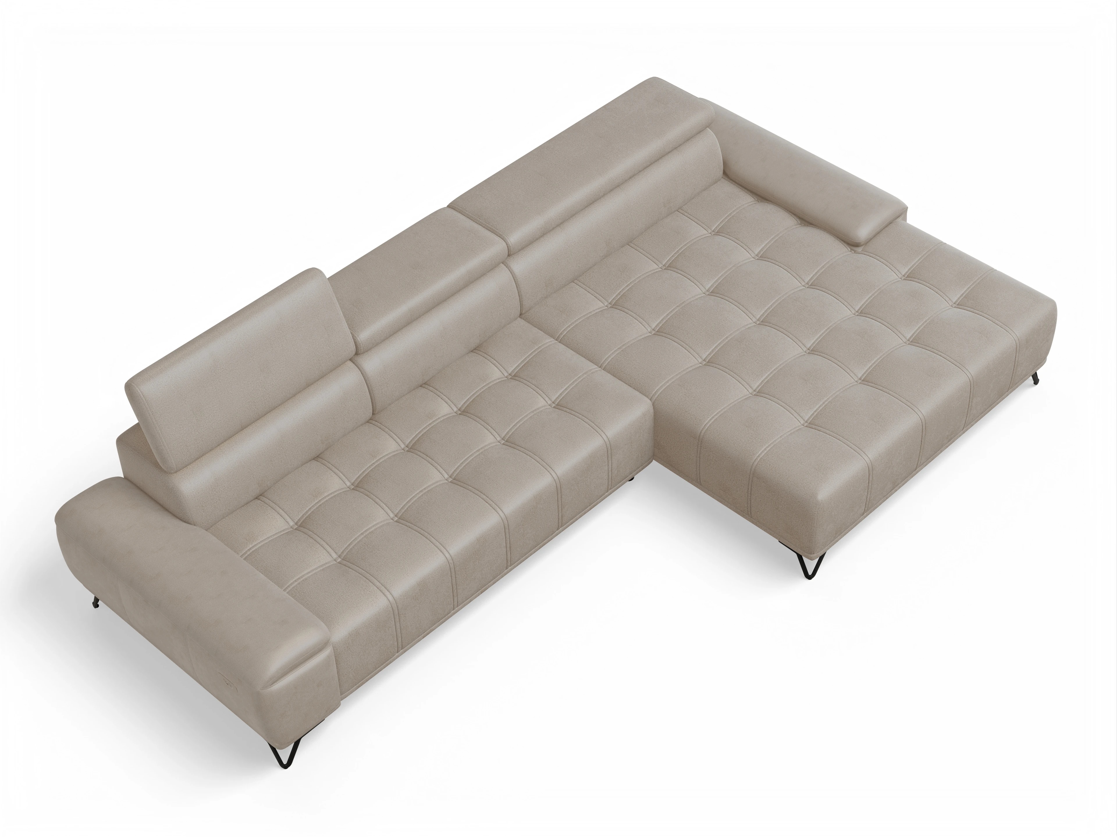 Sevilla OT Small R ohne Funktion Ansicht des Produktes Sevilla Ecksofa rechts Abschluss offen in Stoff Beige