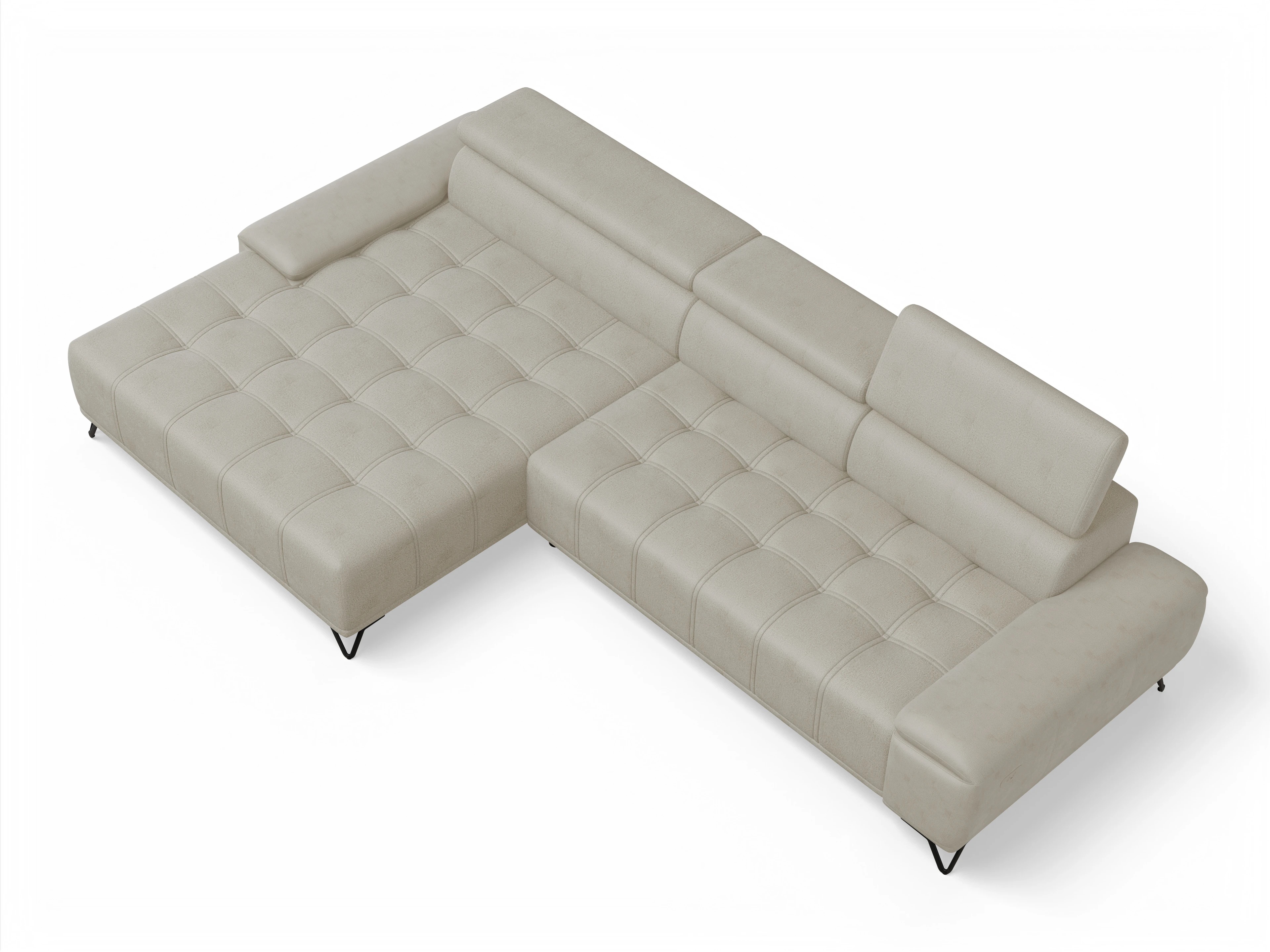 Sevilla OT Small L ohne Funktion Ansicht des Produktes Sevilla Ecksofa links Abschluss offen in Stoff Beige