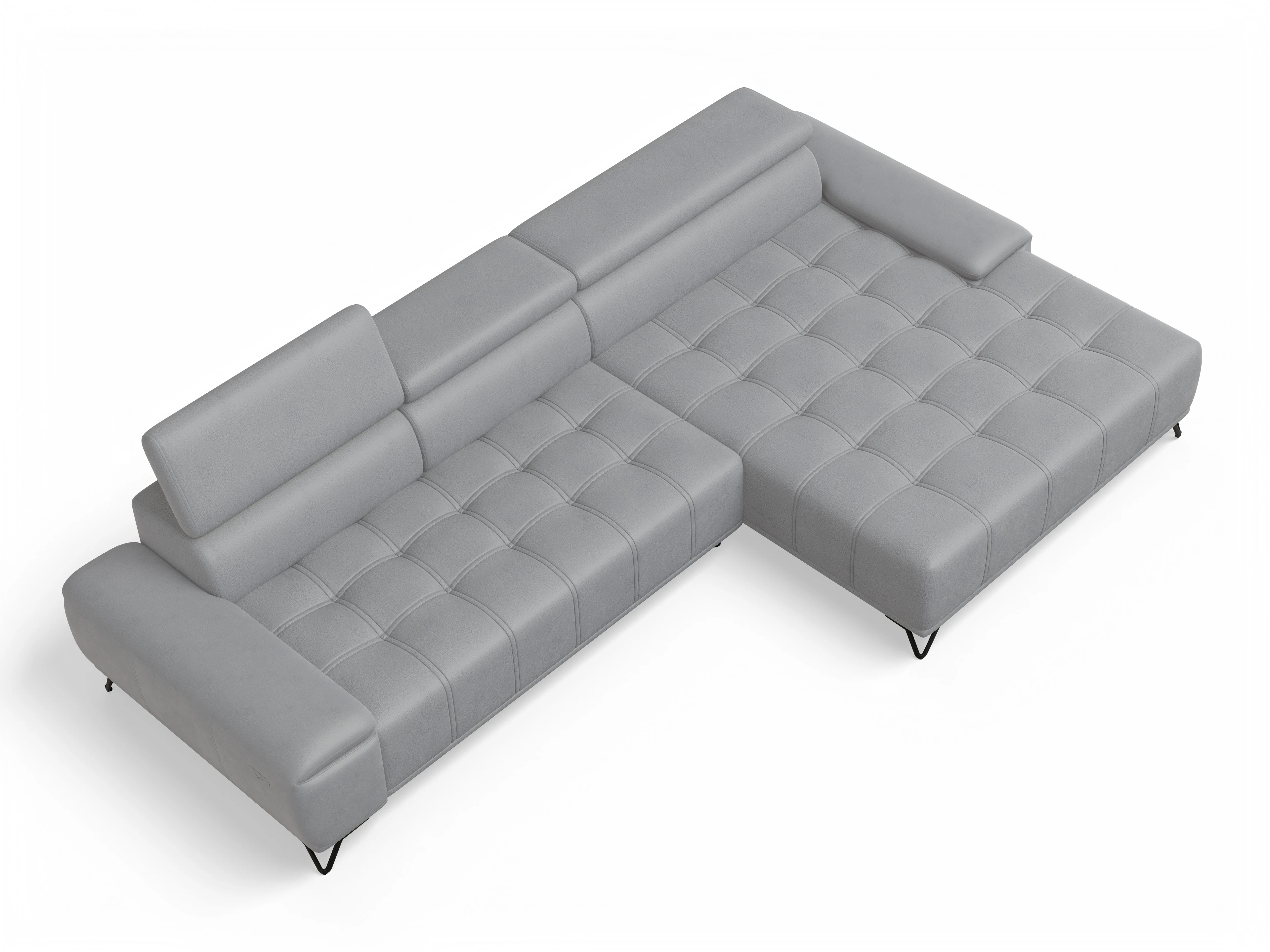 Sevilla OT Small R ohne Funktion Ansicht des Produktes Sevilla Ecksofa rechts Abschluss offen in Stoff Grau