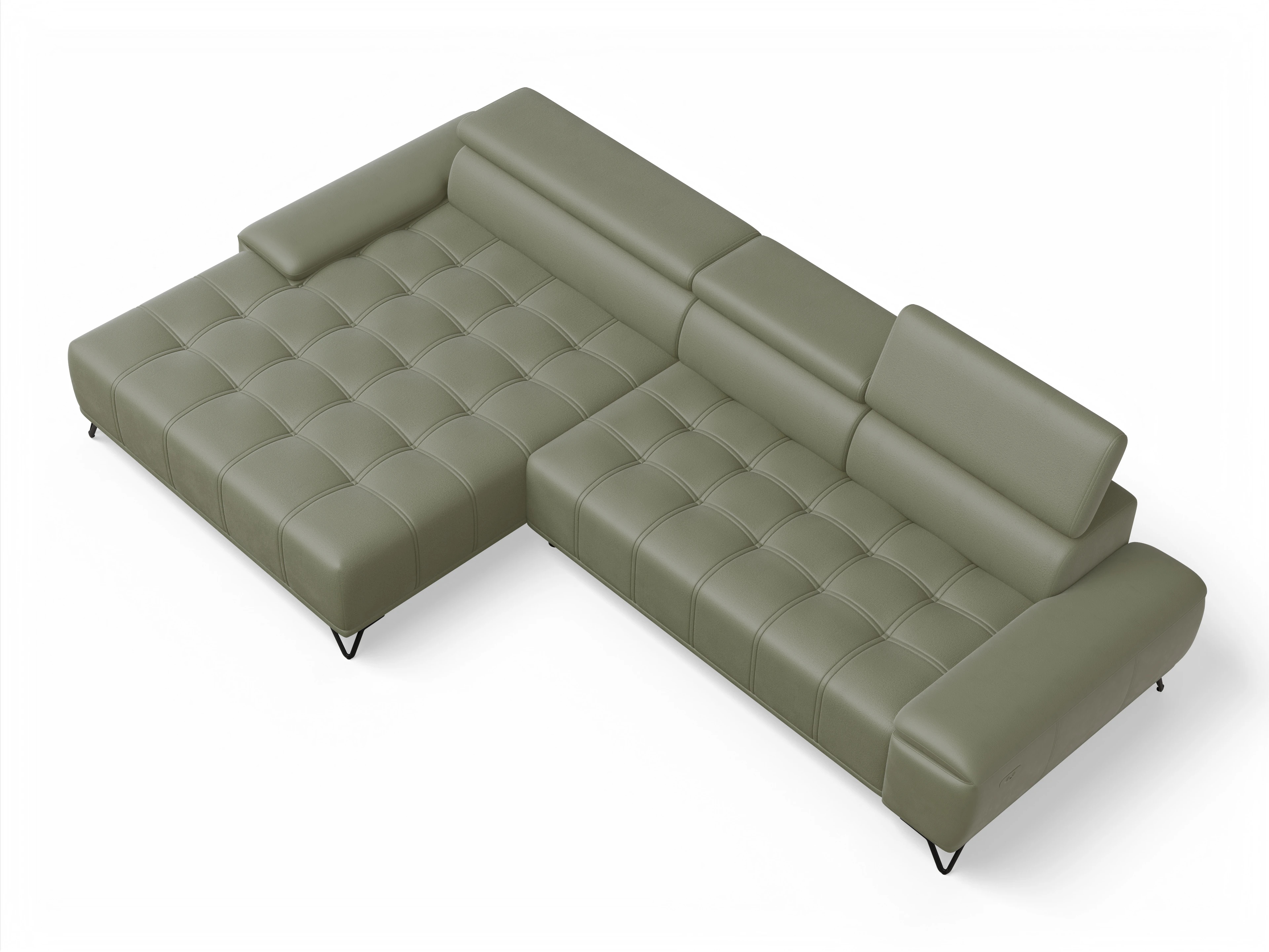 Sevilla OT Small L ohne Funktion Ansicht des Produktes Sevilla Ecksofa links Abschluss offen in Stoff Grün