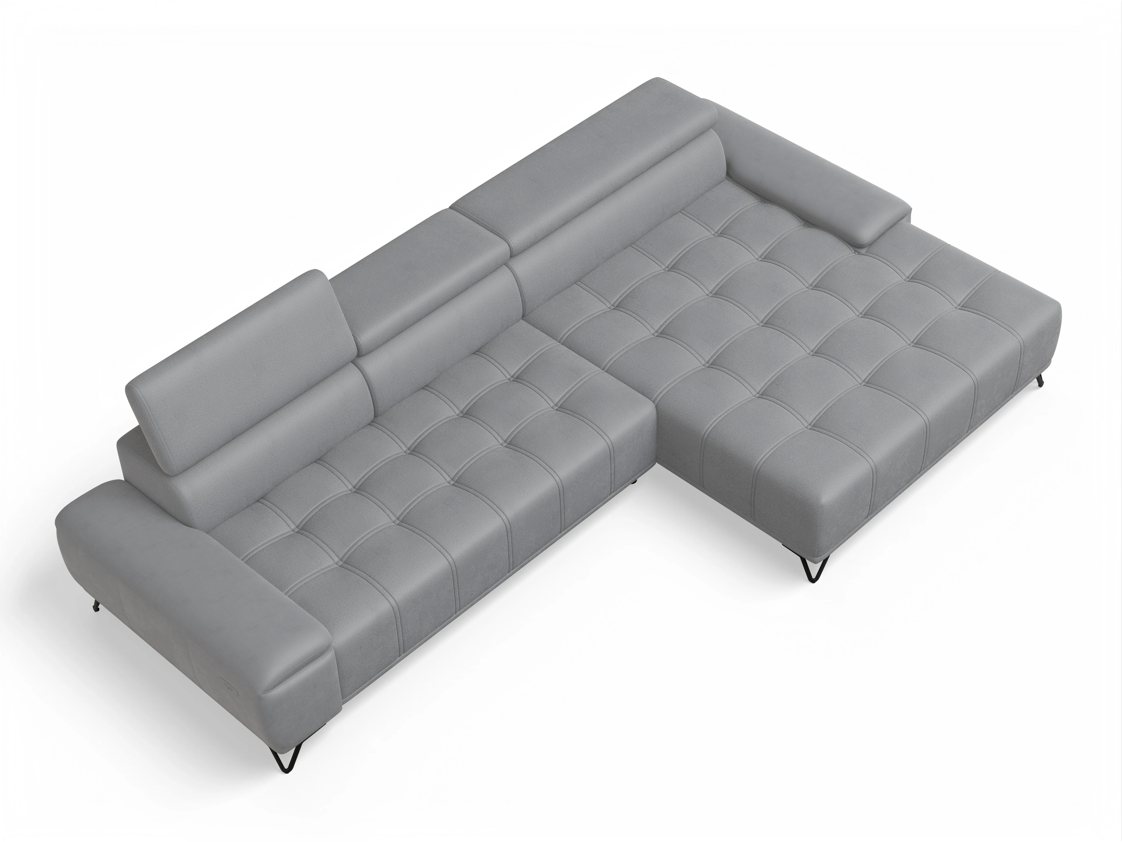 Sevilla OT Small R ohne Funktion Ansicht des Produktes Sevilla Ecksofa rechts Abschluss offen in Stoff Grau