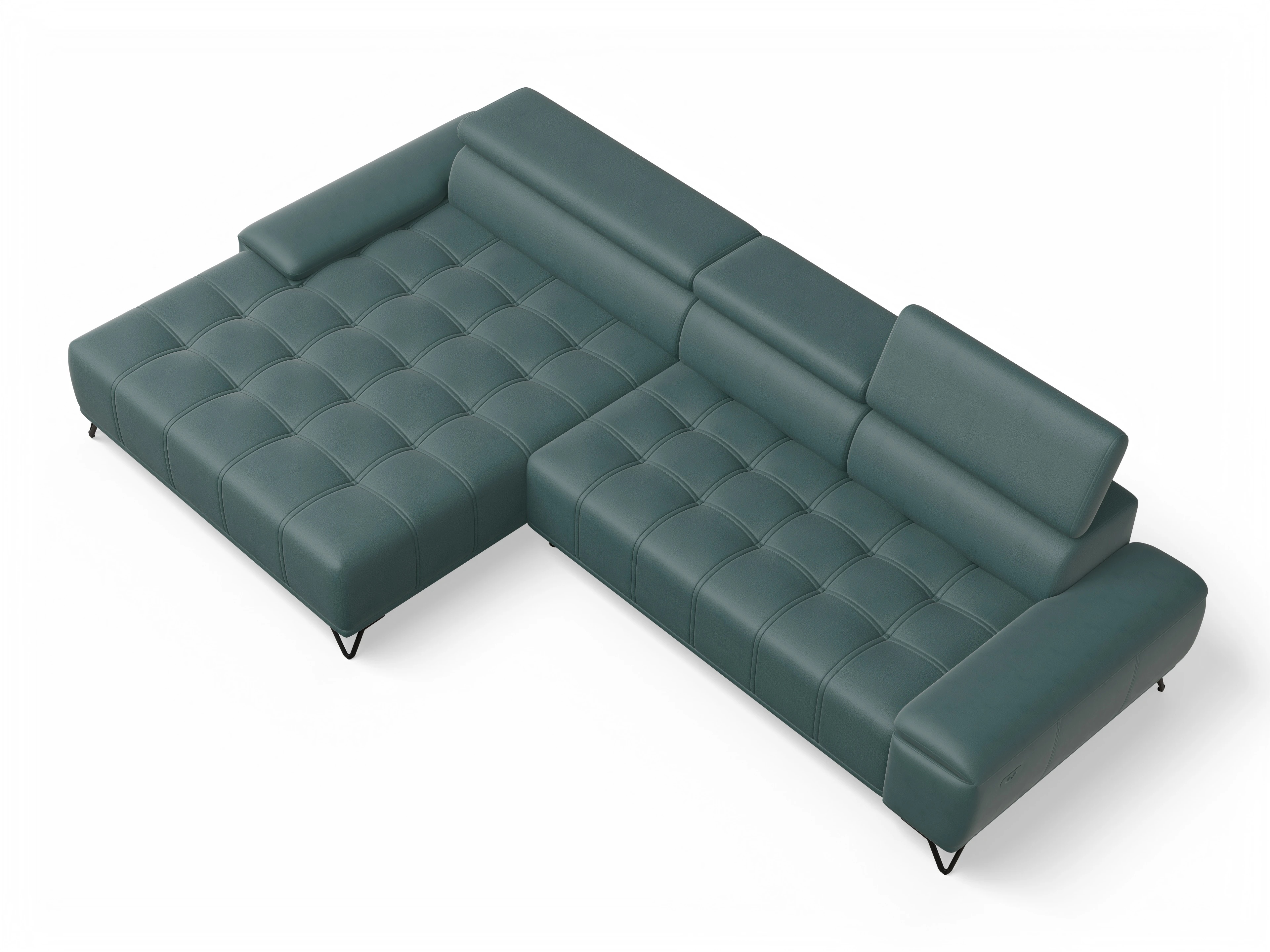 Sevilla OT Small L ohne Funktion Ansicht des Produktes Sevilla Ecksofa links Abschluss offen in Stoff Blau