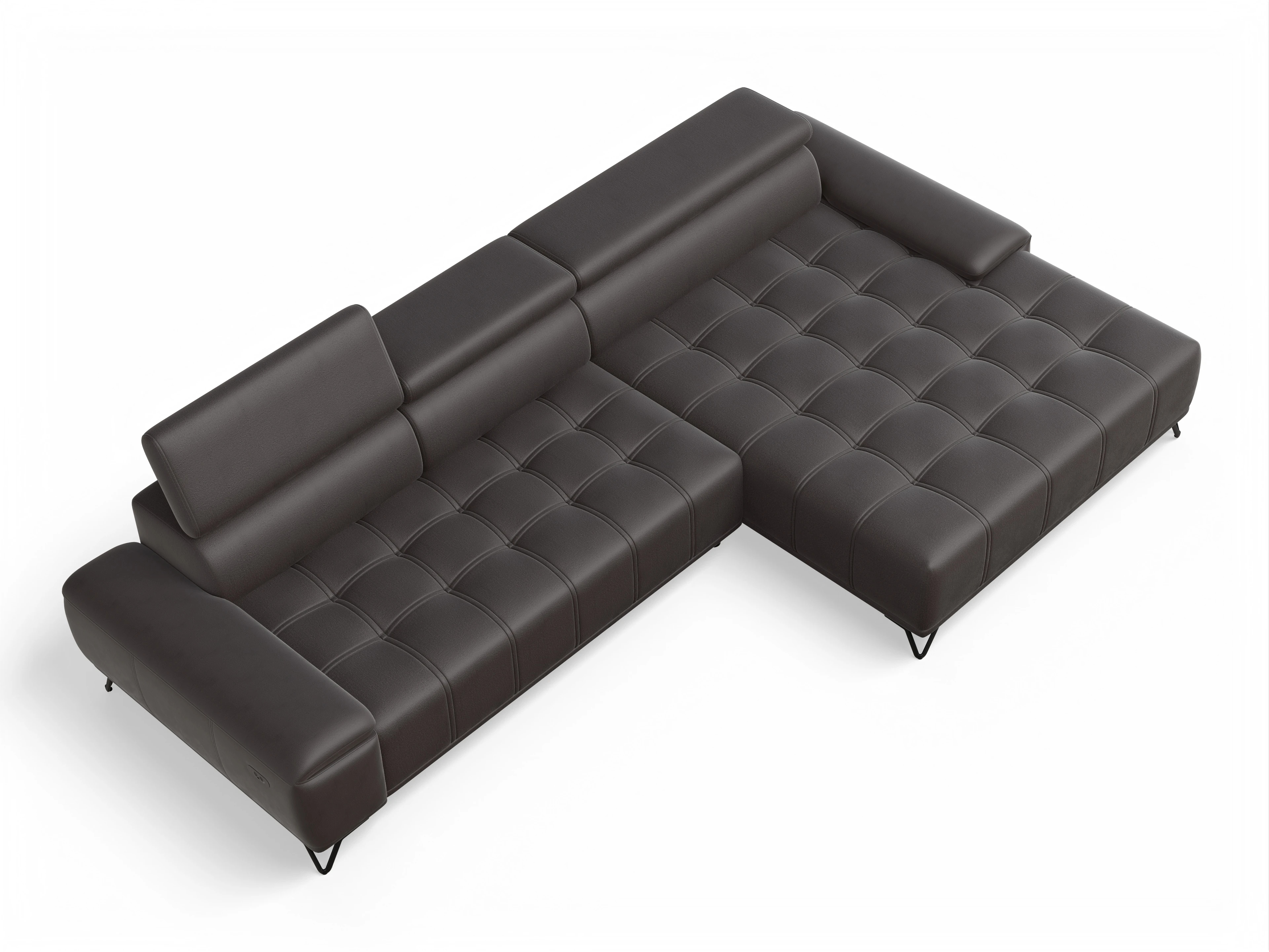 Sevilla OT Small R ohne Funktion Ansicht des Produktes Sevilla Ecksofa rechts Abschluss offen in Stoff Braun