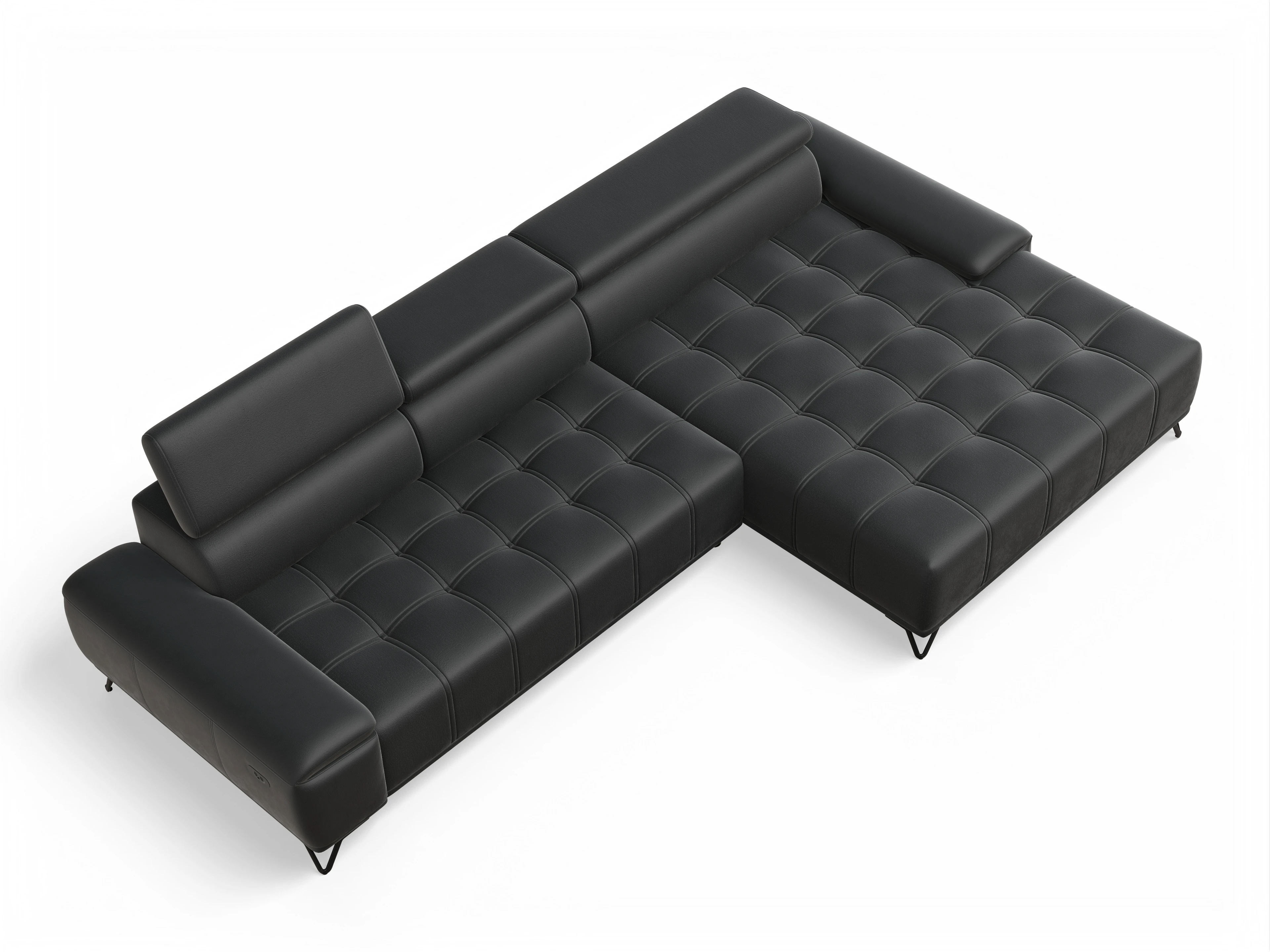 Sevilla OT Small R ohne Funktion Ansicht des Produktes Sevilla Ecksofa rechts Abschluss offen in Stoff Schwarz