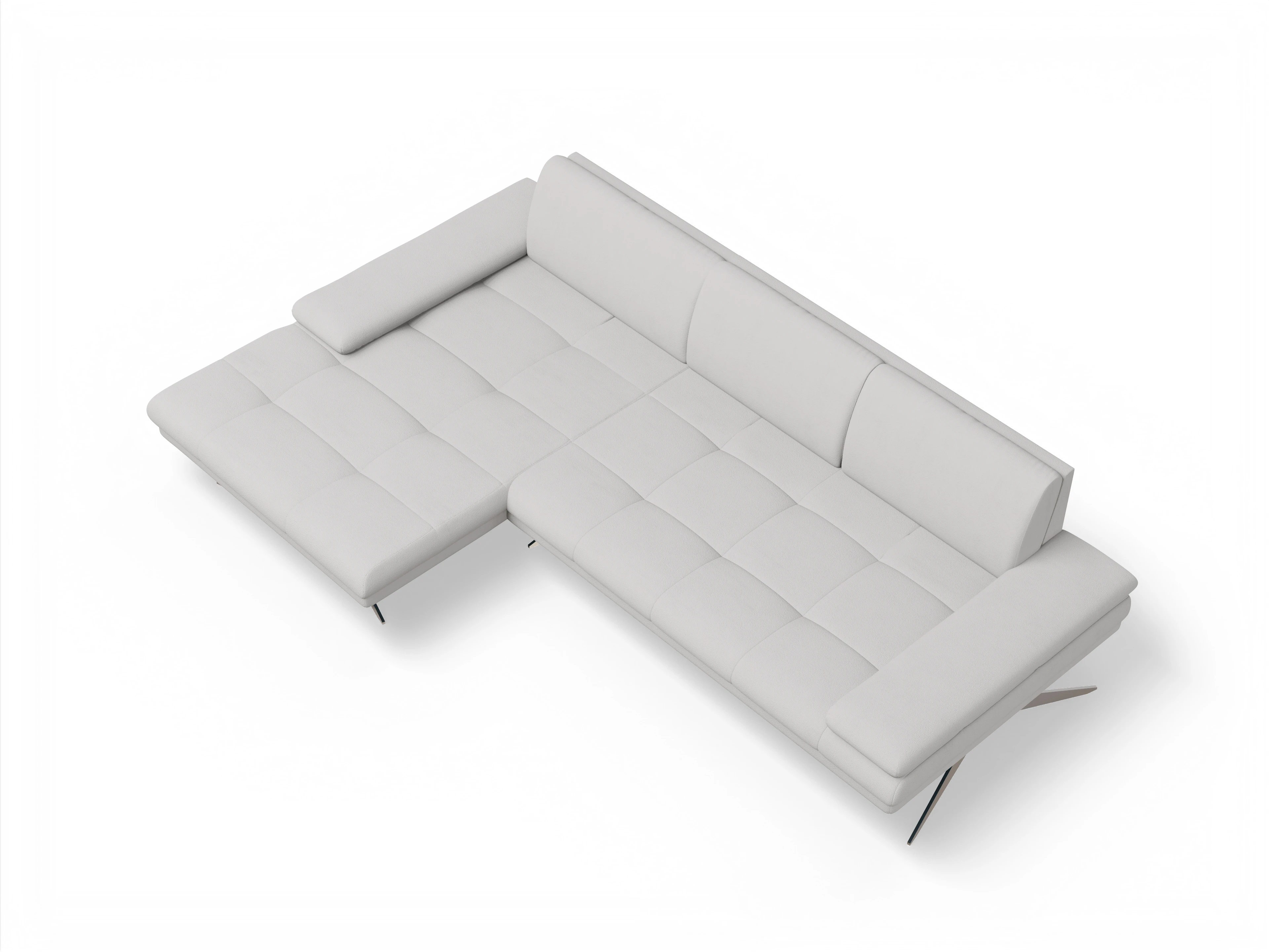 Fox LO Medium L Ansicht des Produktes Fox Ecksofa links Abschluss offen in Stoff Grau