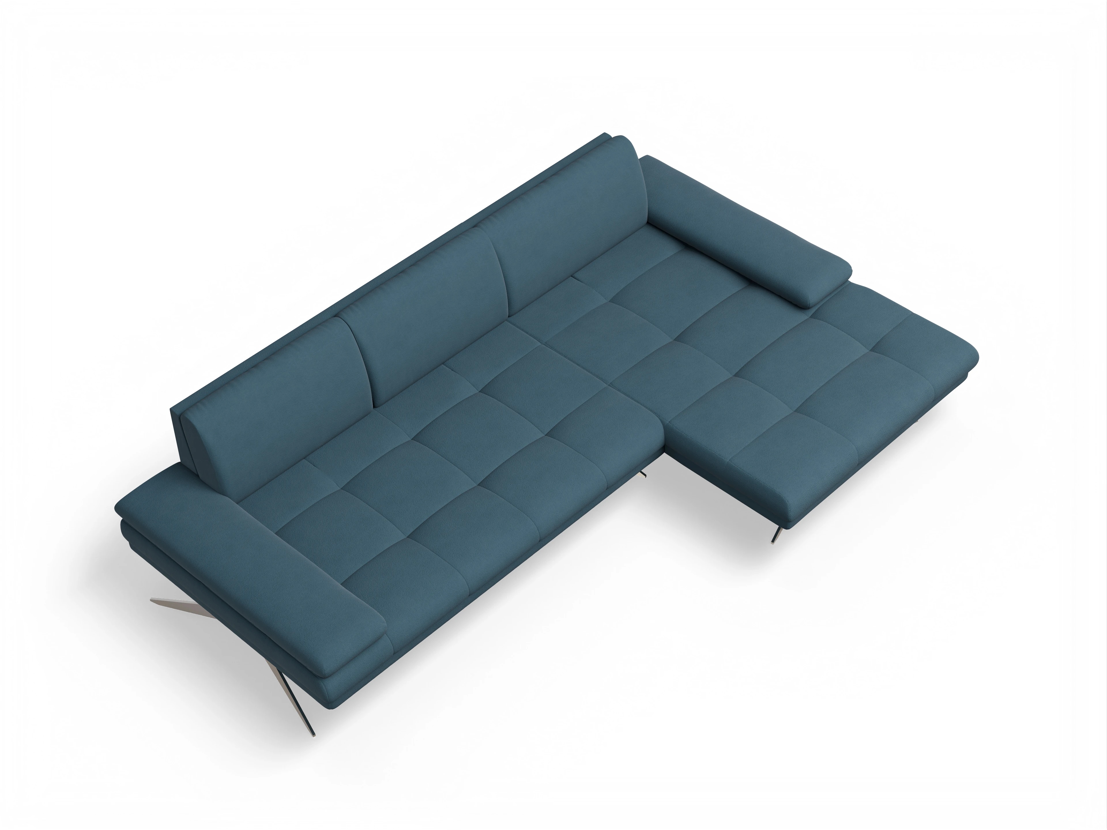 Fox LO Medium R Ansicht des Produktes Fox Ecksofa rechts Abschluss offen in Stoff Blau