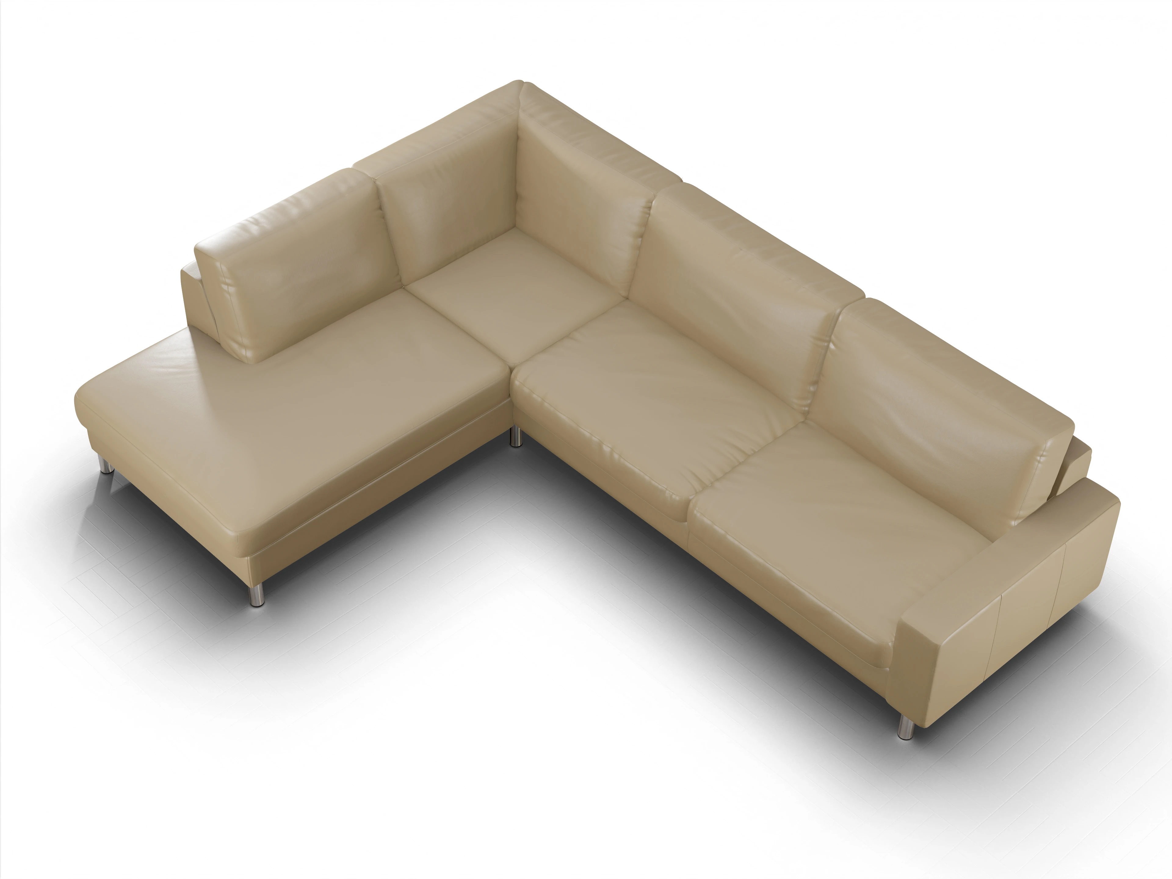 Ansicht des Produktes Campo 2.0 Ecksofa links Abschluss offen in Leder Beige