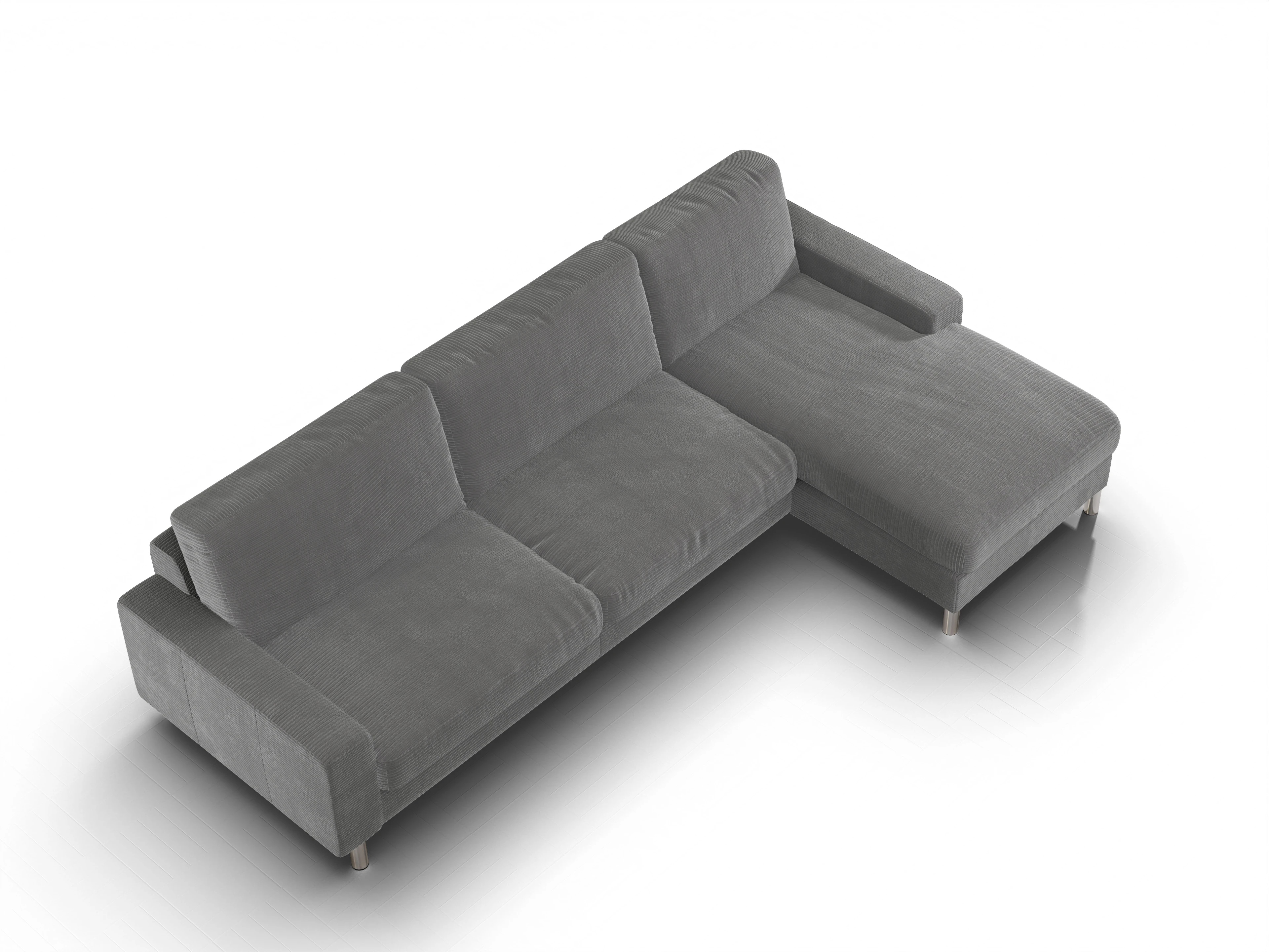 Ansicht des Produktes Campo 2.0 Ecksofa rechts Abschluss offen in Stoff Grau