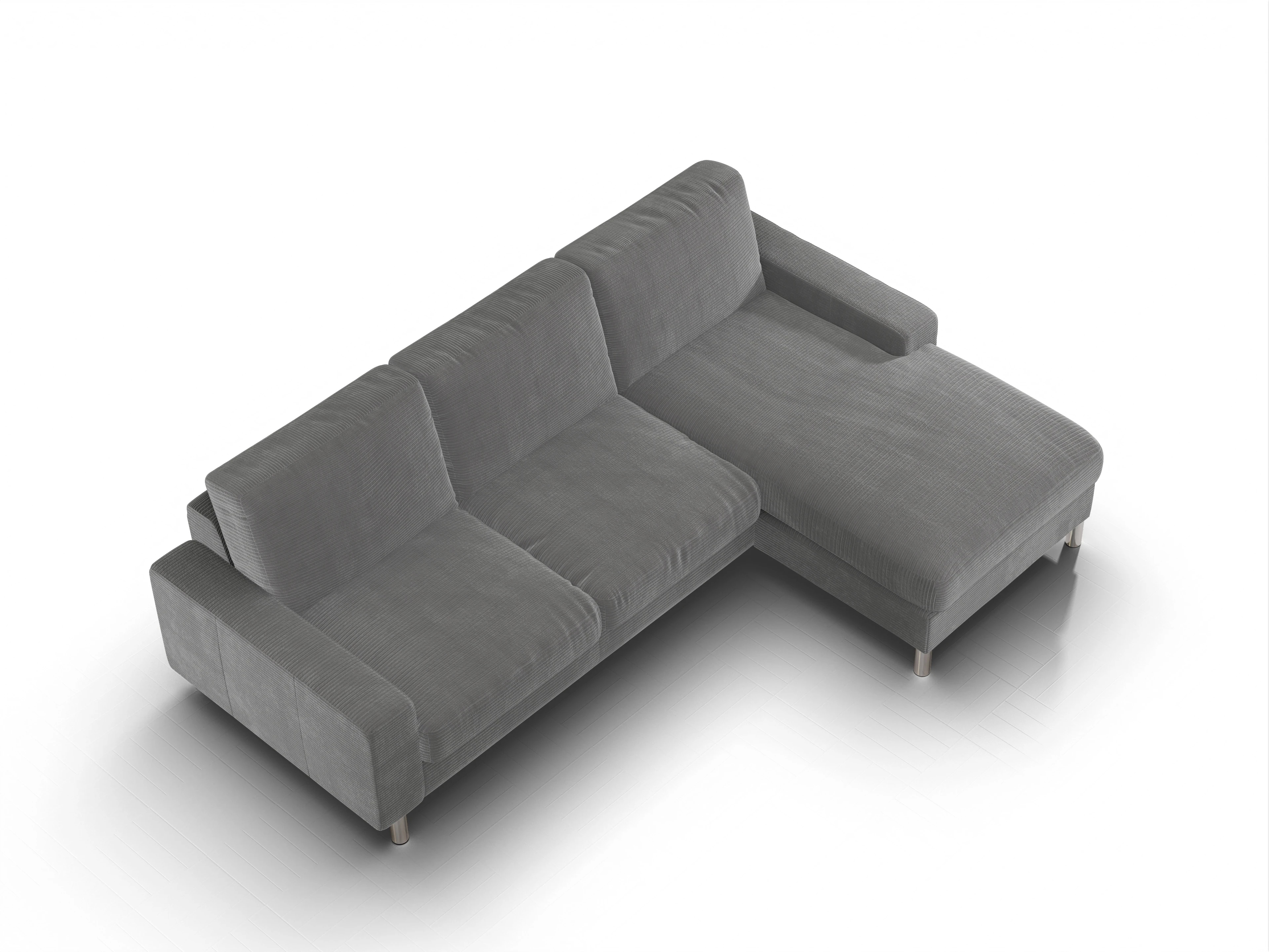 Ansicht des Produktes Campo 2.0 Ecksofa rechts Abschluss offen in Stoff Grau