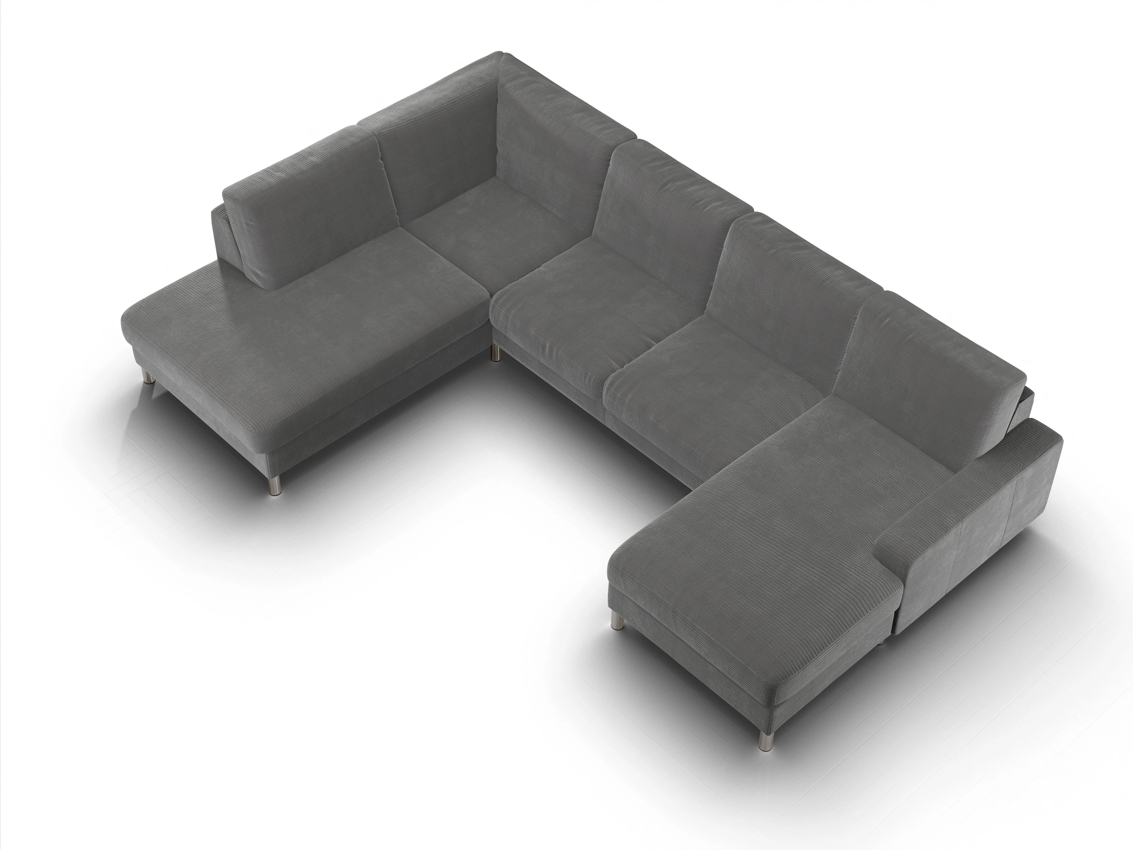 Ansicht des Produktes Campo 2.0 Wohnlandschaft offen beidseitig in Stoff Grau