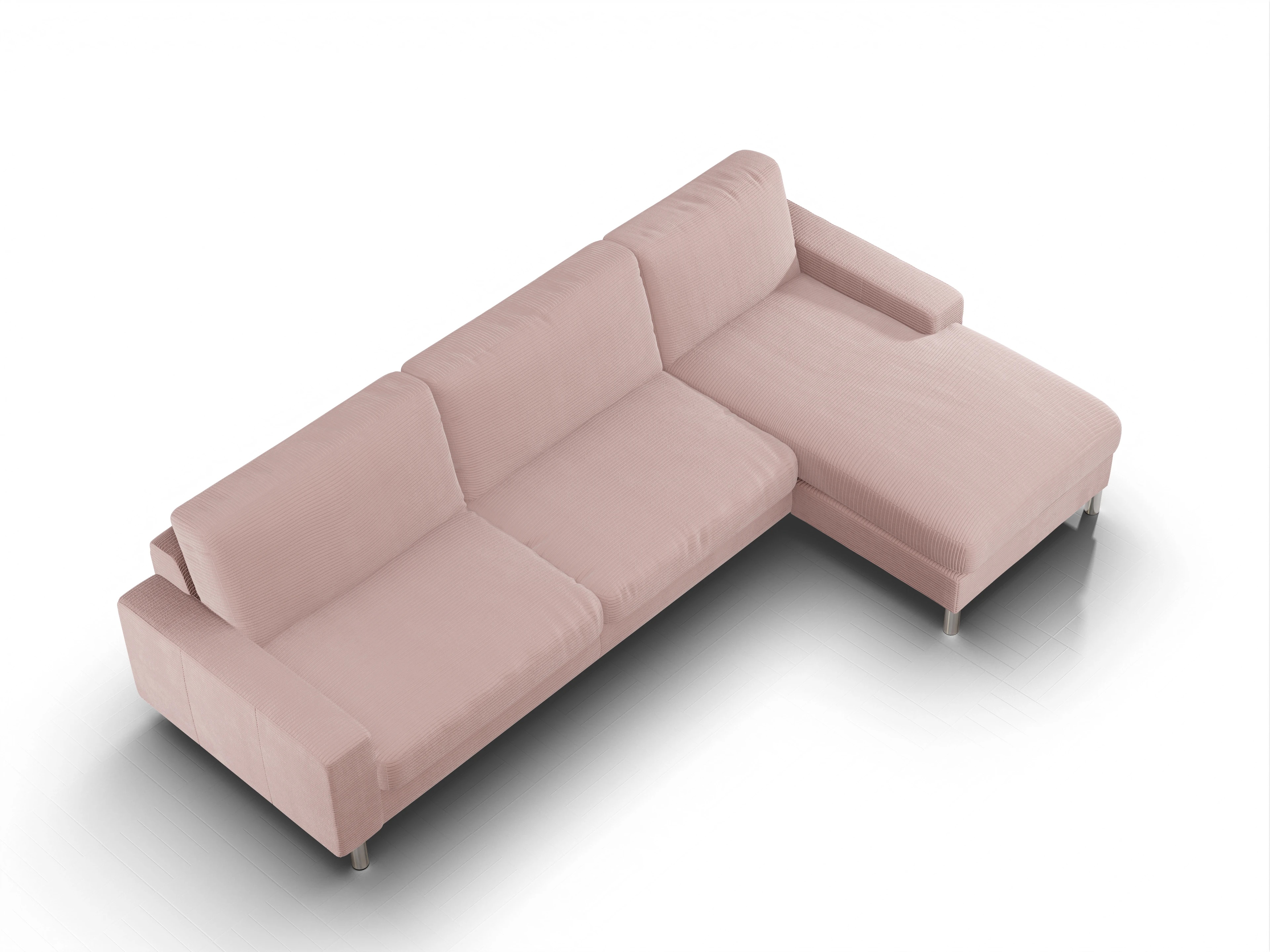 Ansicht des Produktes Campo 2.0 Ecksofa rechts Abschluss offen in Stoff Rosa