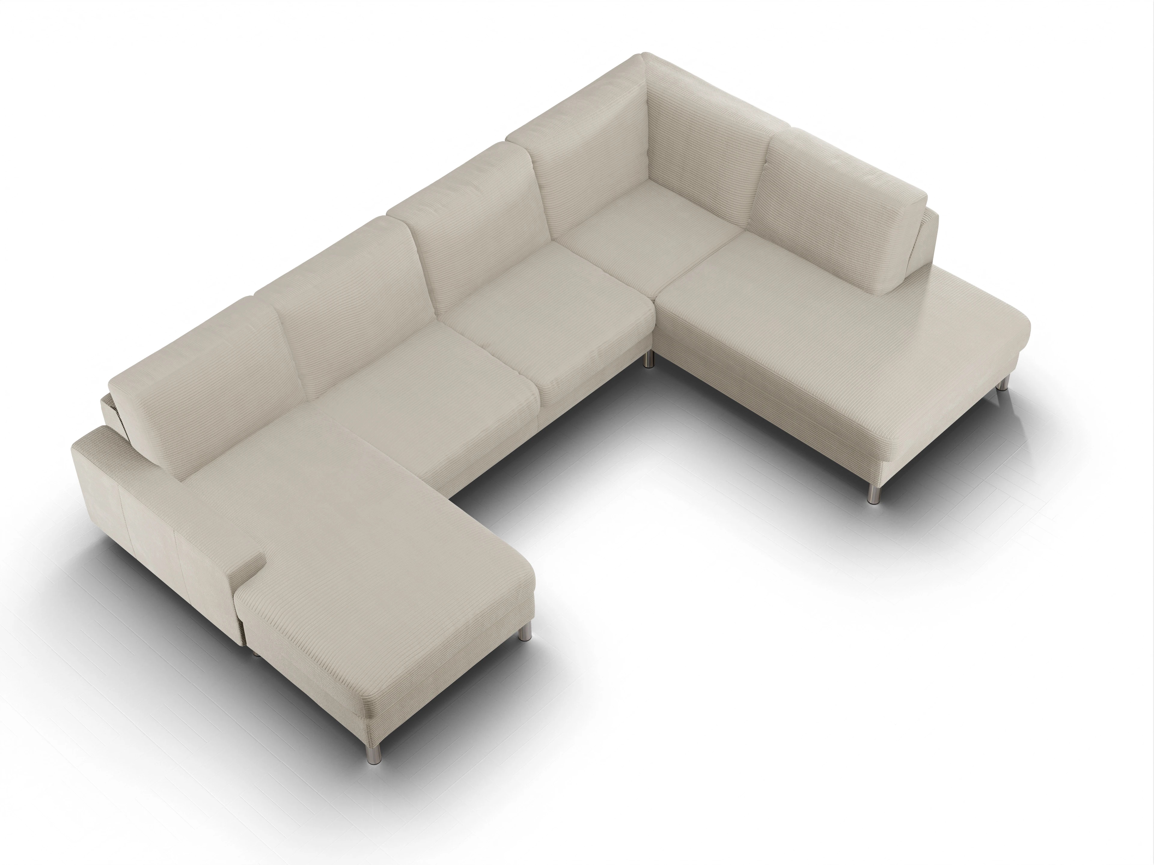 Campo Wohnlandschaft UMLO Small R Ansicht des Produktes Campo 2.0 Wohnlandschaft offen beidseitig in Stoff Beige