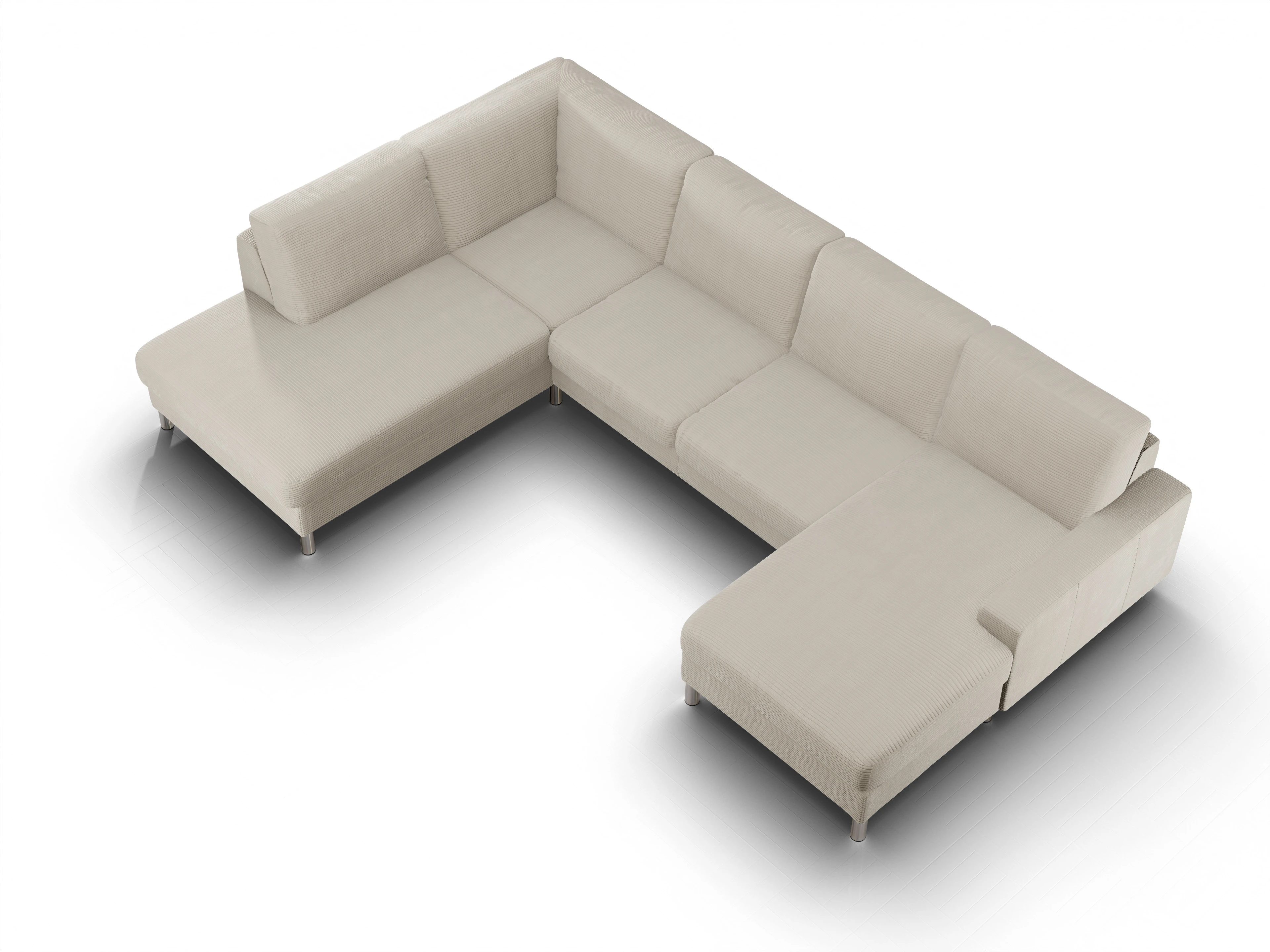 Campo Wohnlandschaft UMLO Small L Ansicht des Produktes Campo 2.0 Wohnlandschaft offen beidseitig in Stoff Beige