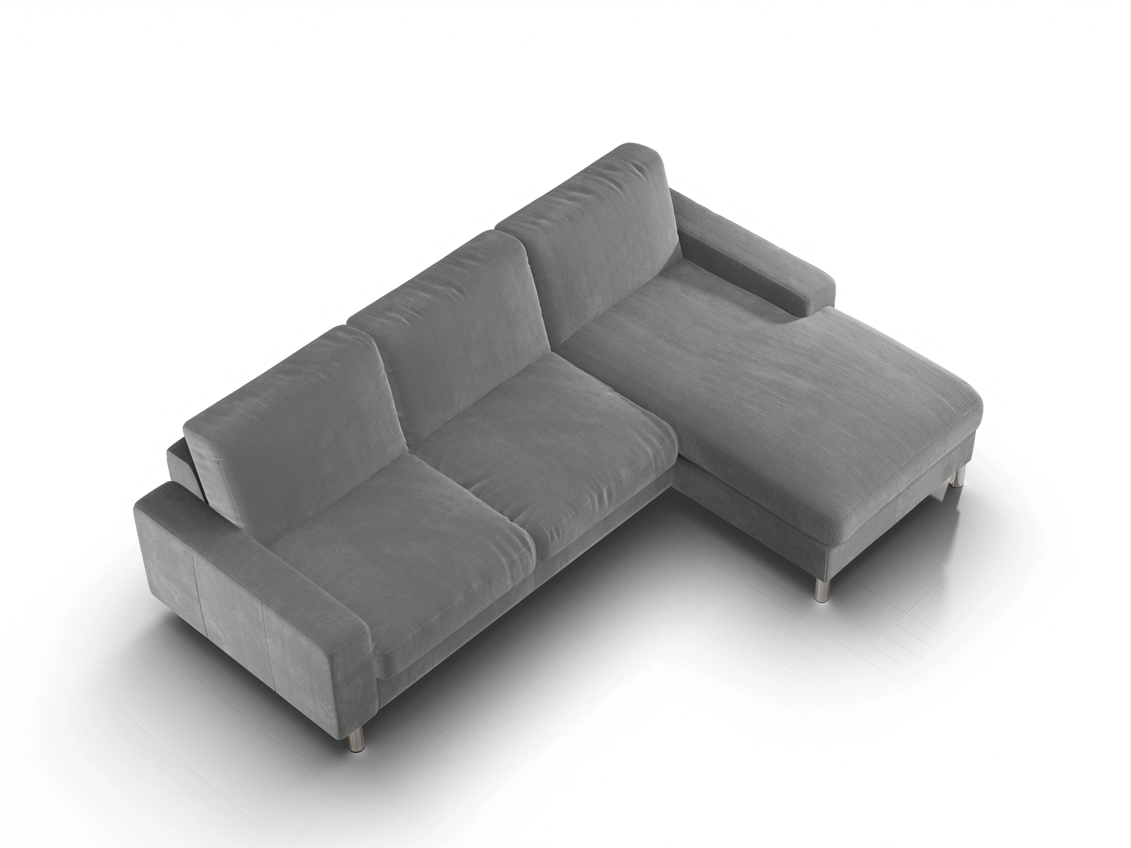 Ansicht des Produktes Campo 2.0 Ecksofa rechts Abschluss offen in Stoff Grau