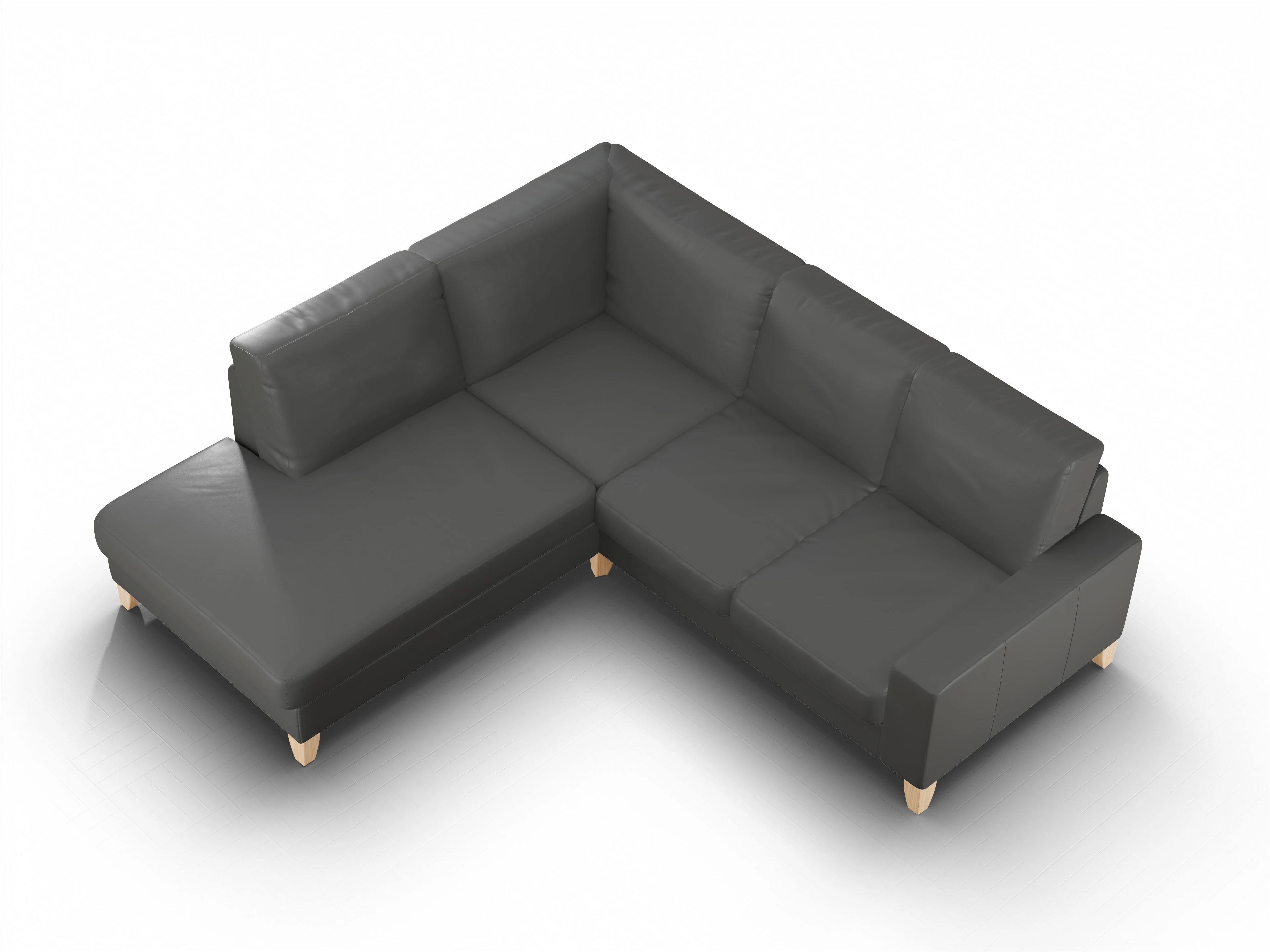 Ansicht des Produktes Casco 2.0 Ecksofa links Abschluss offen in Leder Grau