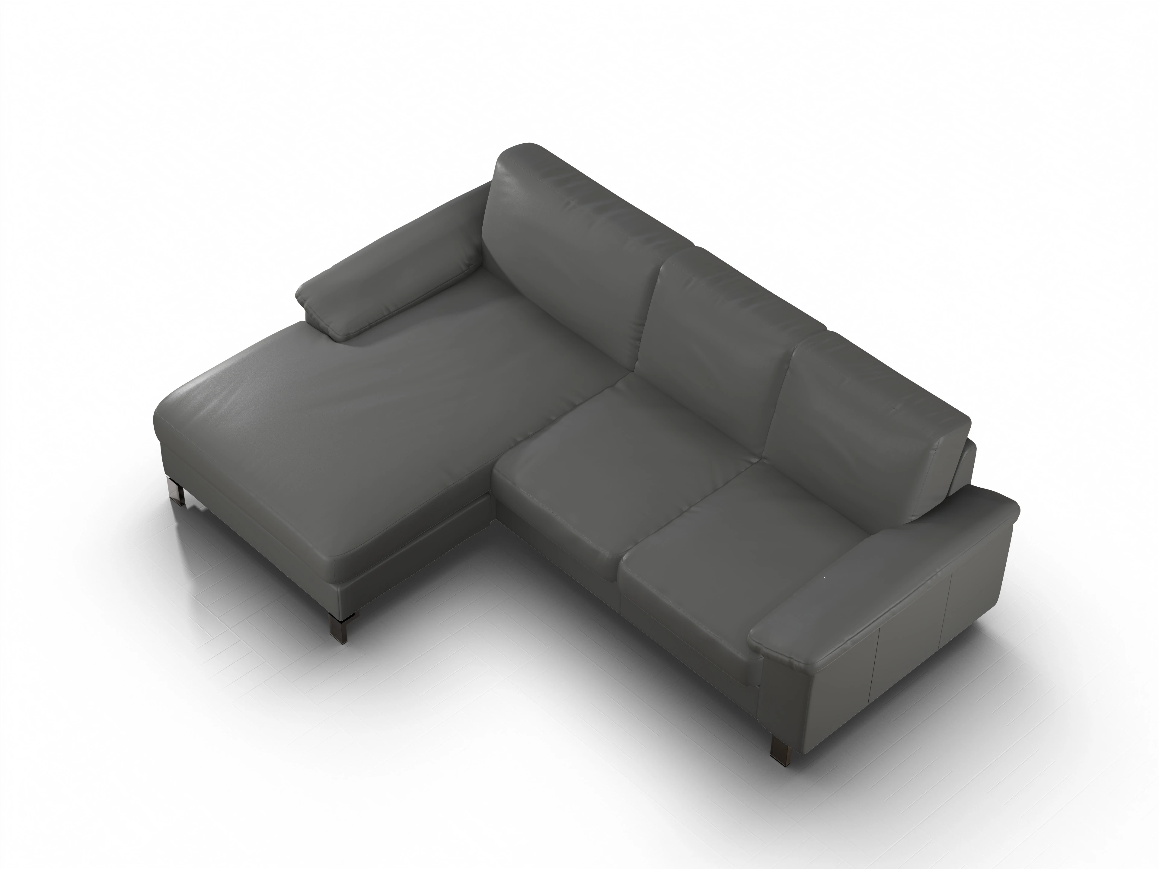 Ansicht des Produktes Casco 2.0 Ecksofa links Abschluss offen in Leder Grau