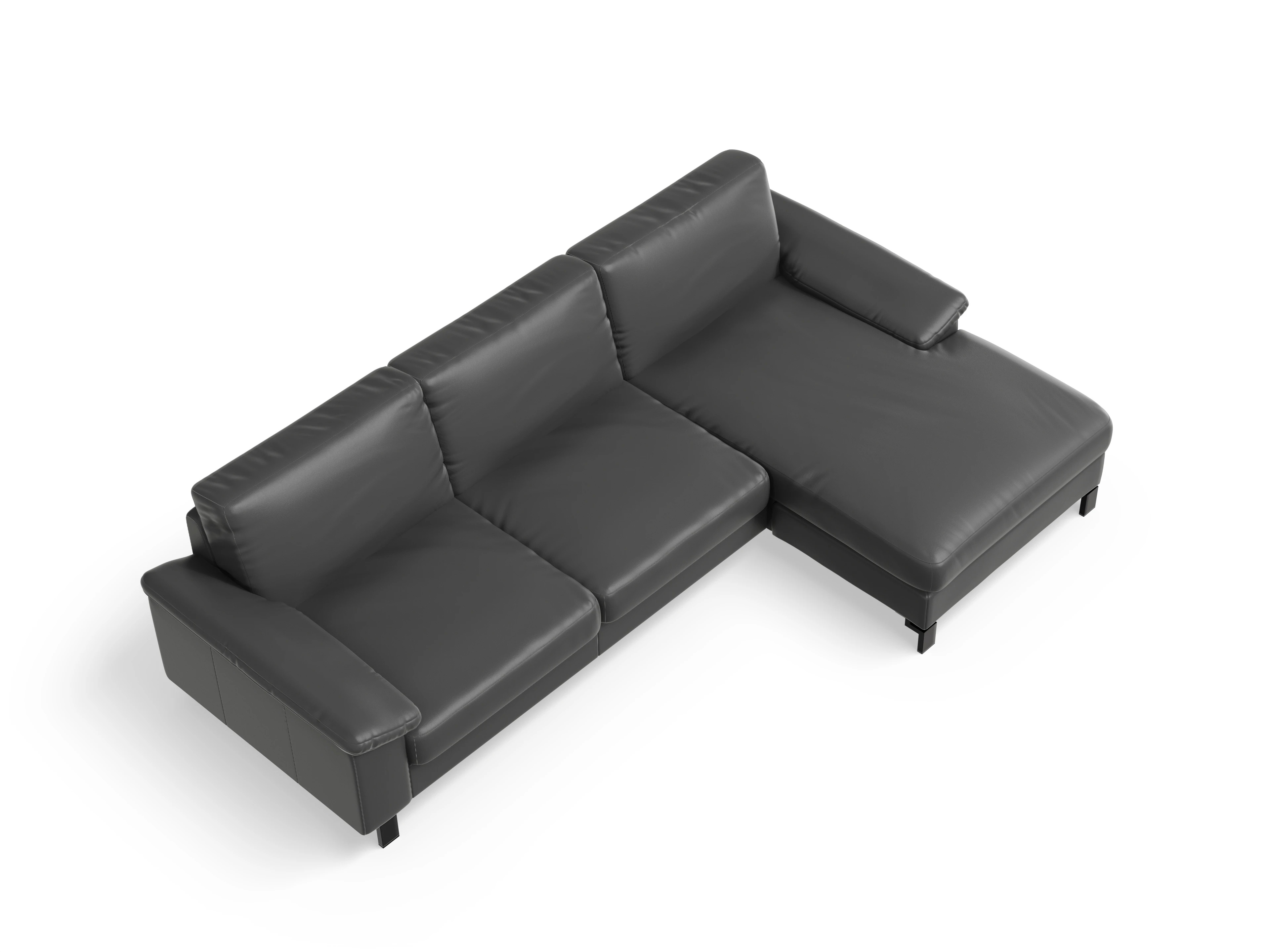 Casco Ecksofa LO Large R Ansicht des Produktes Casco 2.0 Ecksofa rechts Abschluss offen in Leder Grau