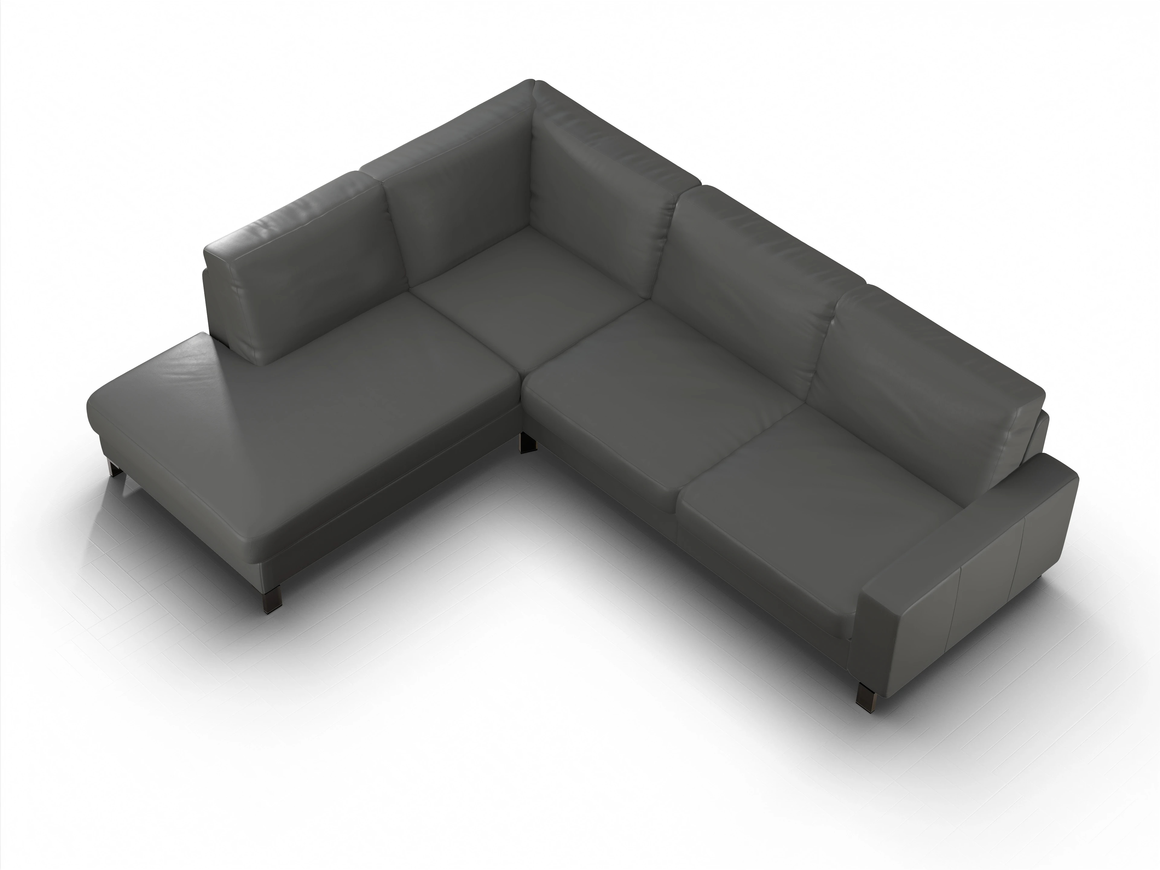 Ansicht des Produktes Casco 2.0 Ecksofa links Abschluss offen in Leder Grau